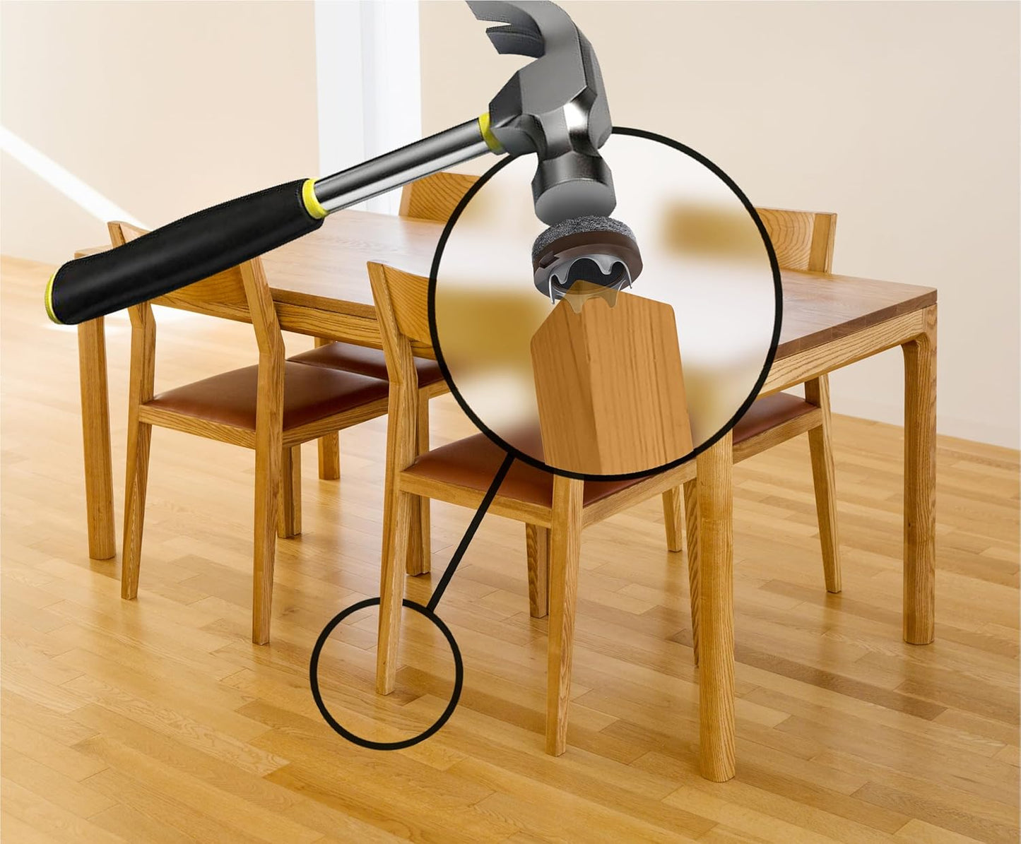 GorillaFelt CB257 Chair Leg Floor Protectors/Felt Glides (Set of 8) Tap On Felt Furniture Pads Guaranteed to Stay On, 1 Inch Round Sliders