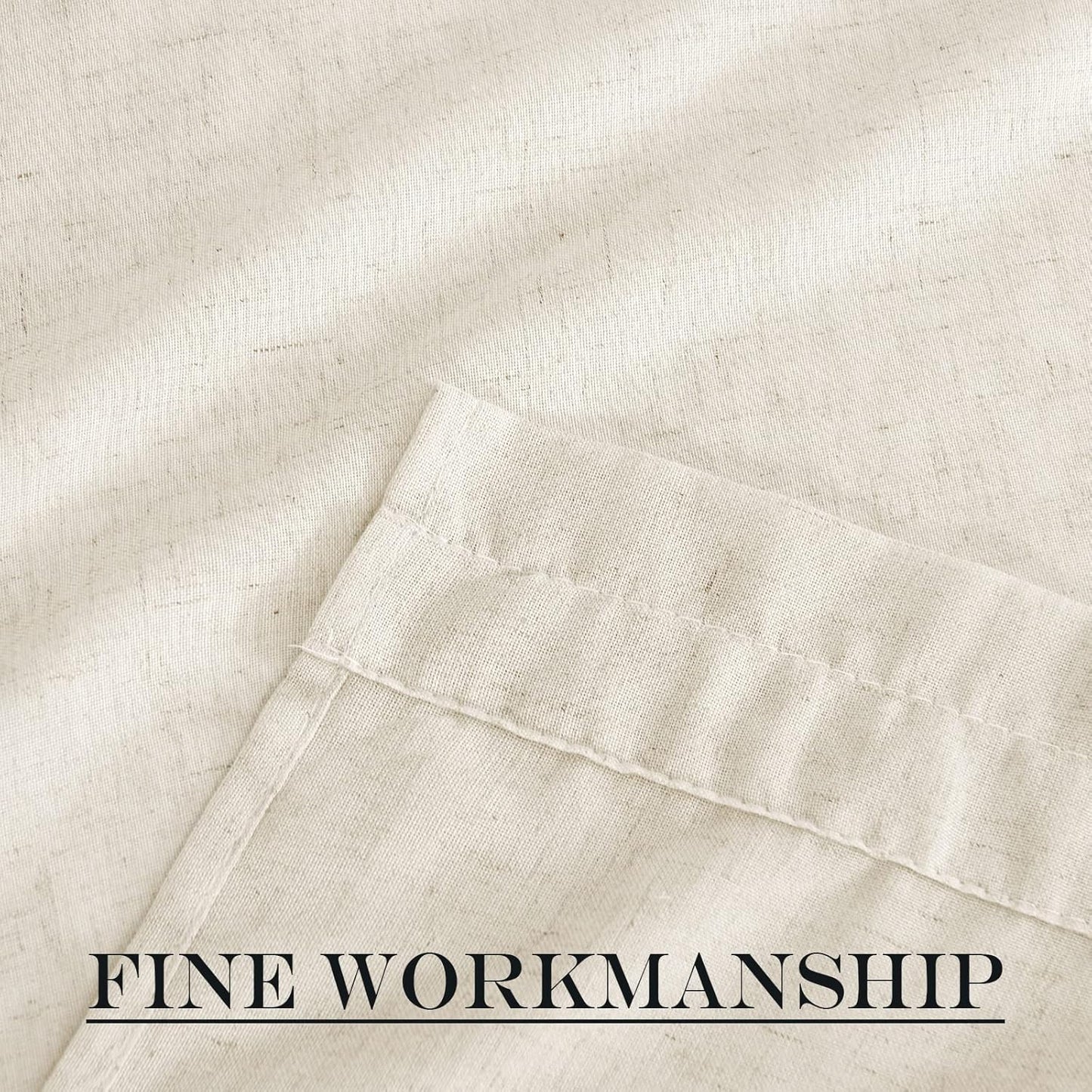 NICETOWN Linen Curtain for French Doors, Privacy Kitchen Window Coverings Shades for Front Back Door, Light Filtering Rod Pocket Shades for Living Room, W36 x L80 Inches, 1 PC, Natural