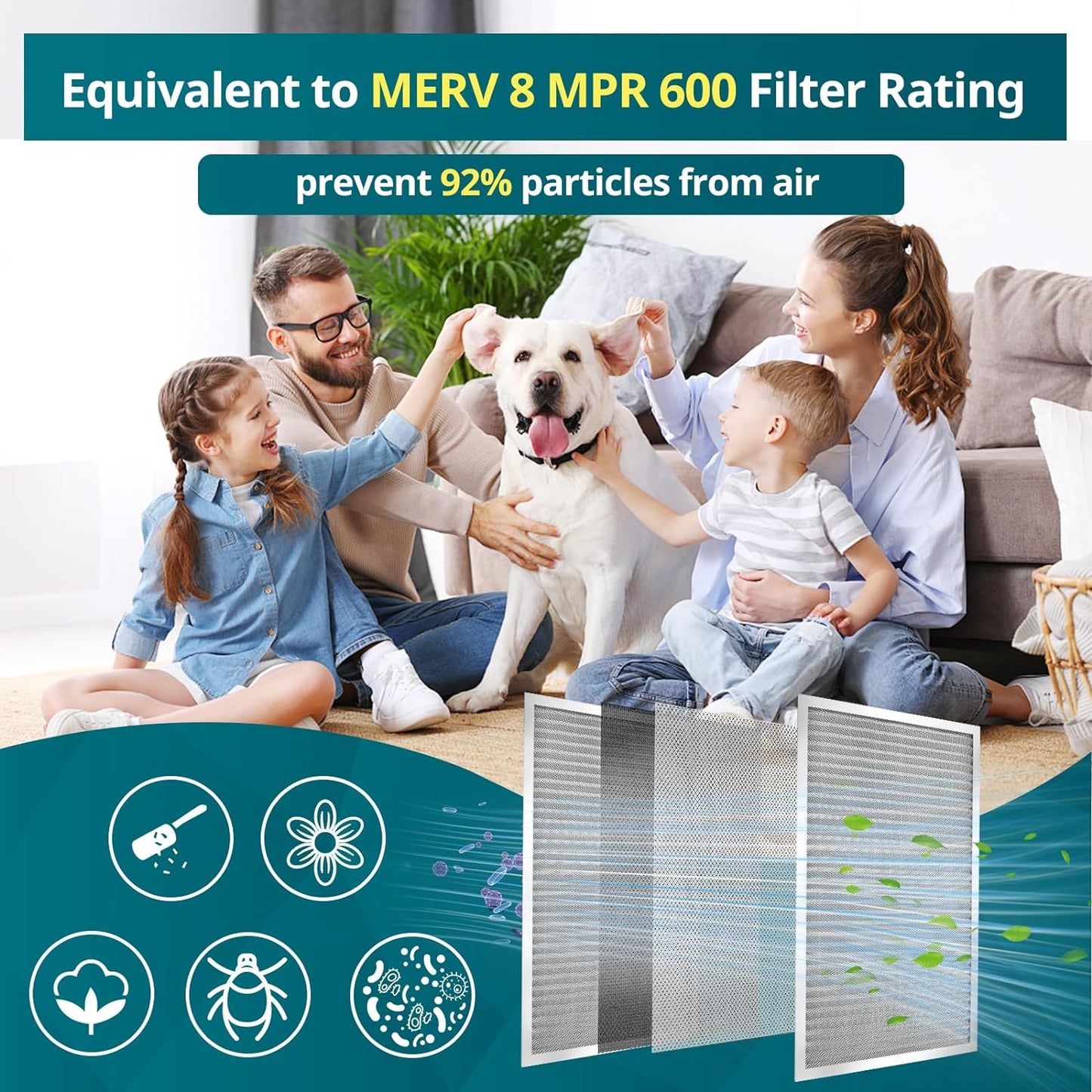 Torjim 14x30x1 MERV8 Washable Electrostatic Air Filter - AC/HVAC Furnace Filter, Permanent, Easy Install, Breathe Fresher