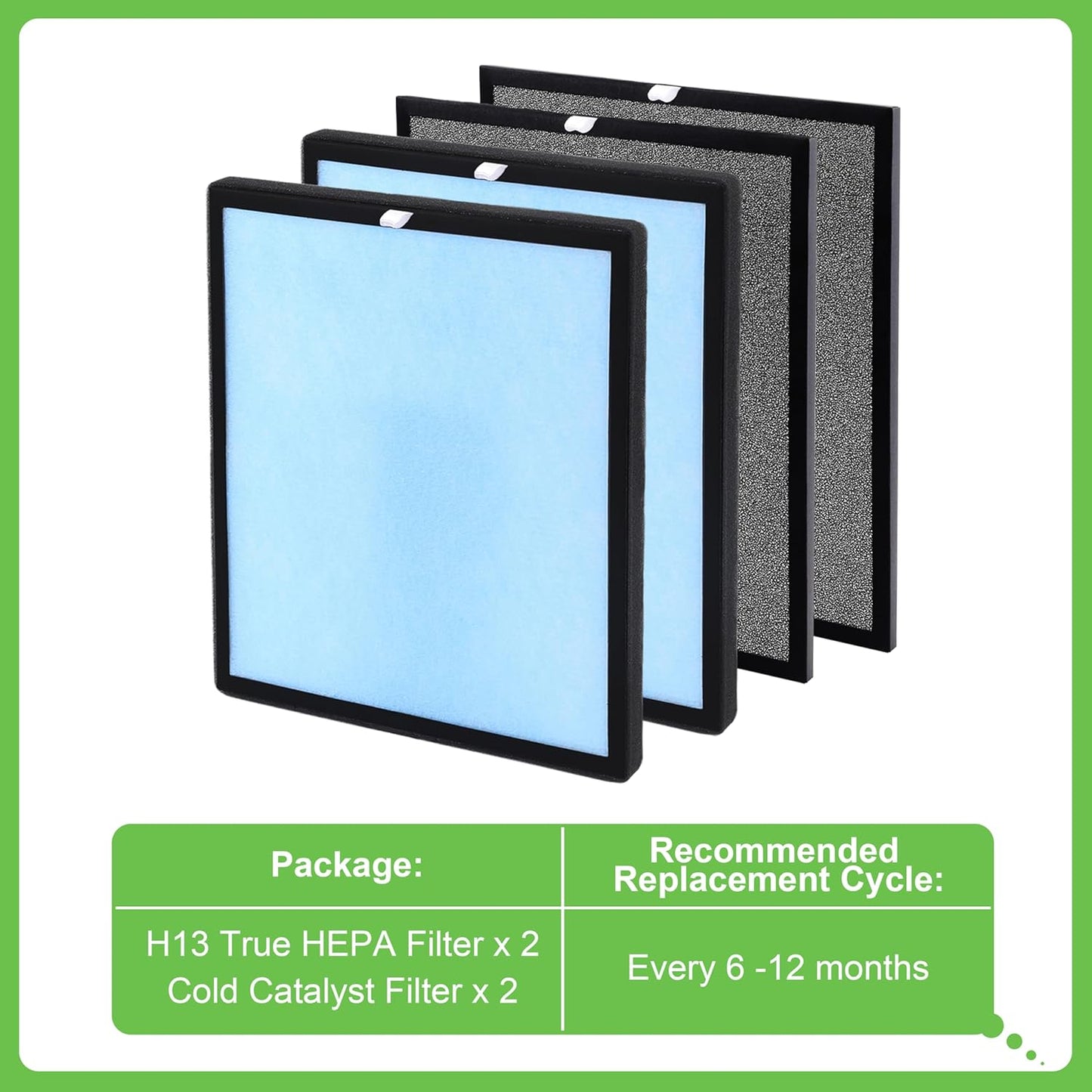 HSP001 True HEPA Filter Replacement, Compatible with Hathaspace HSP001 Air Purifier, 4 in 1 H13 True HEPA and Activated Carbon Pre-Filter, 2 Pack