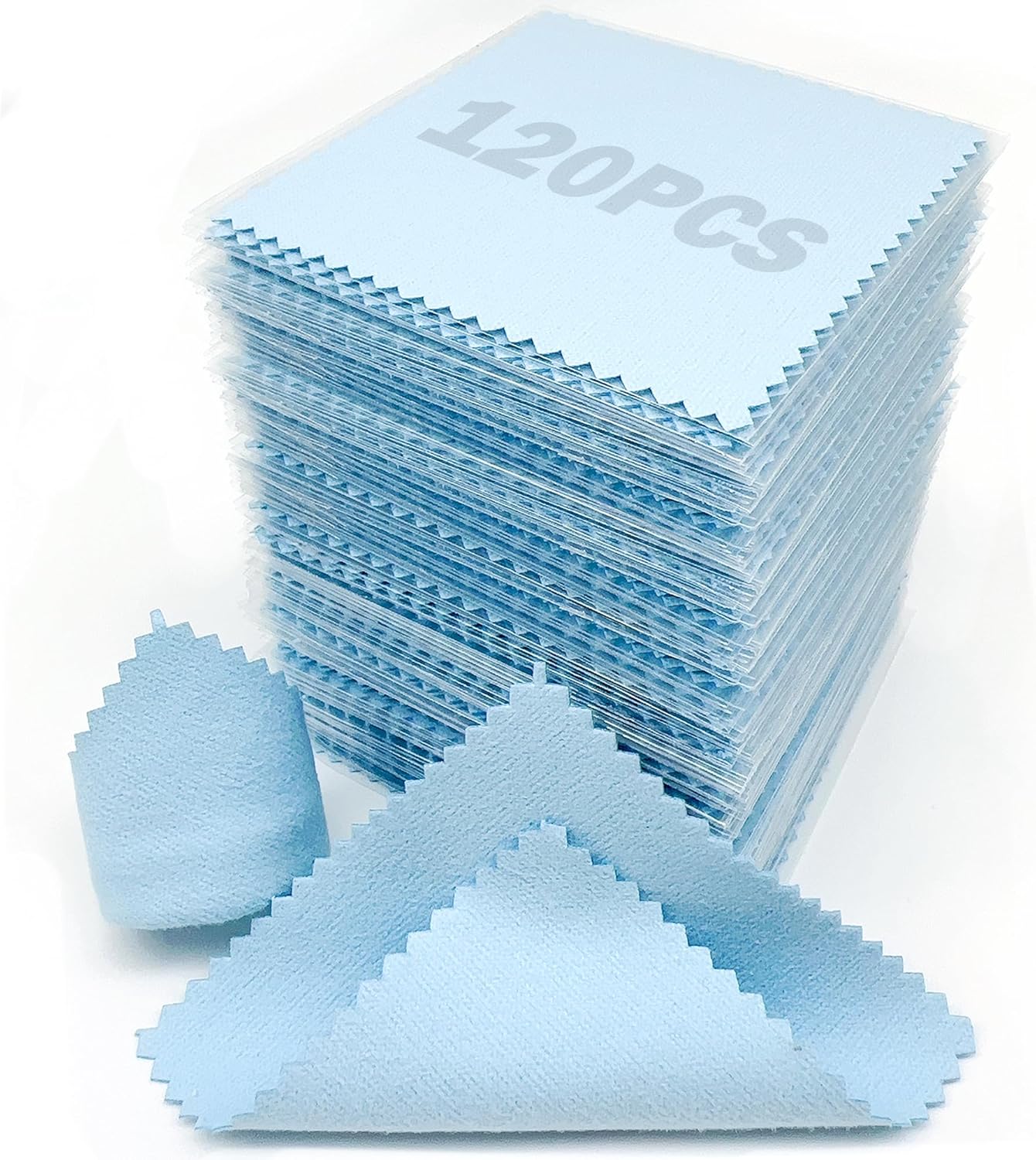 XIAOXINGYUN 120 PCS Jewelry Cleaning Cloth Jewelry Polishing Cloths Individually Wrapped Silver Cleaning Cloth for Jewelry Sterling Silver, Gold, Platinum,Coins, Watch (3.15 x 3.15 Inches)
