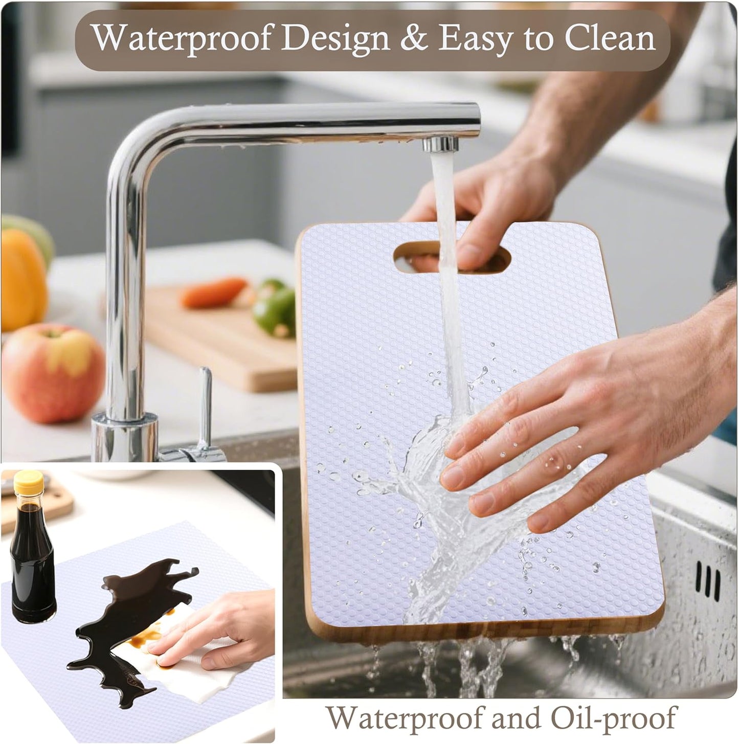 Cabinet Shelf Liner 24 Inch Wide X 20 Ft Non-Slip Kitchen Drawer Liners Waterproof & Oil-Proof Drawer Liners for Cupboard Pantry Non Adhesive Refrigerator Shelf Liner Strong Grip Cabinet Mat (White)