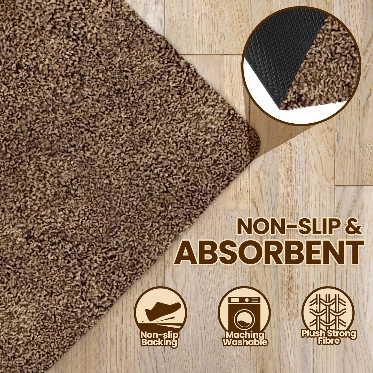 Premium Microfiber Indoor Door Mat – 32"x48" Washable Entry Mat, Non-Slip, Waterproof Backing, Super Absorbent, Low Profile Entryway Doormat for Indoor Entrance