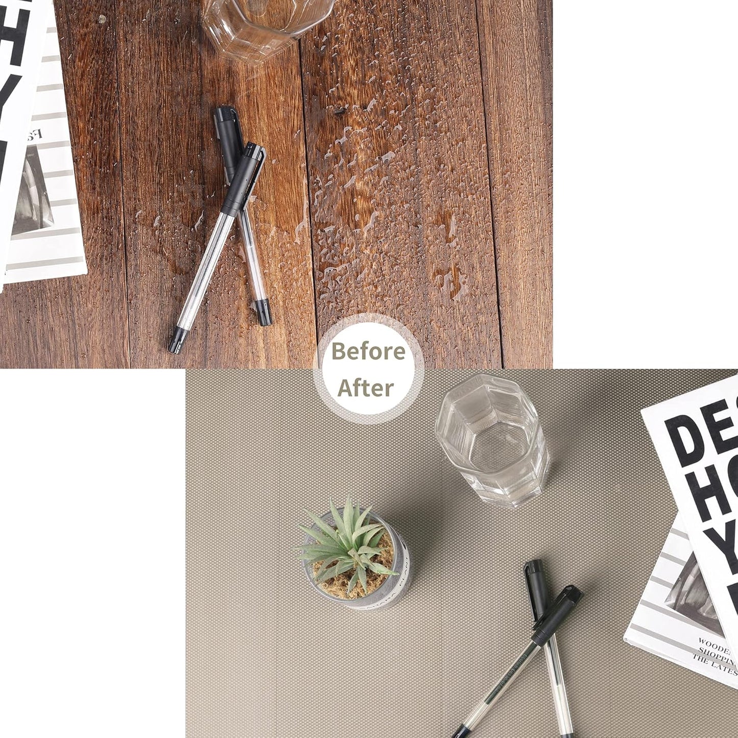 Kitchen Shelf Liner Drawer Liners, Non-Adhesive Refrigerator Liners Waterproof Fridge Mats with Strong Durable Kitchen Cabinets Mat for Drawers, Shelves, Pantry Khaki