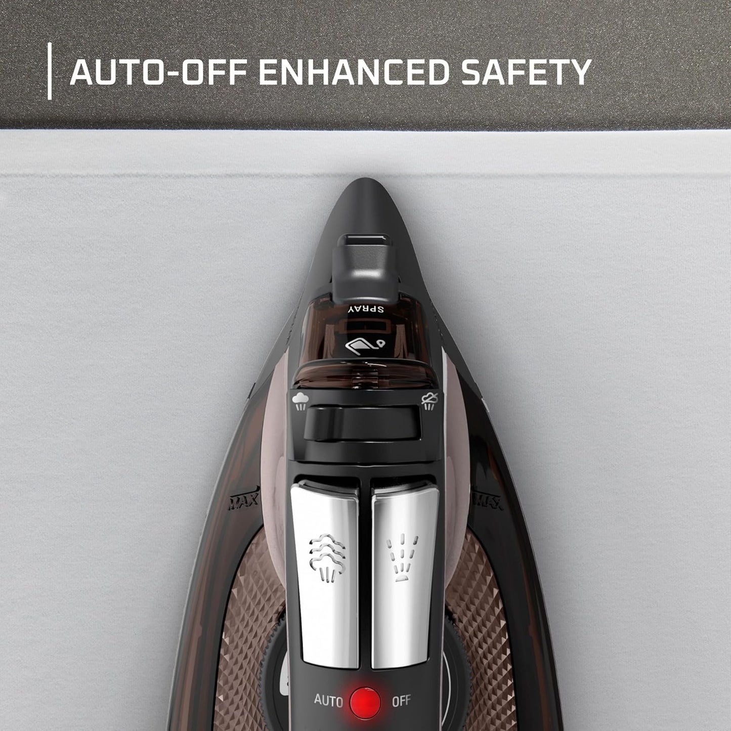 Rowenta Access Stainless Steel Soleplate Steam Iron with Retractable Cord, Powerful Steam Diffusion, Auto-Off and Anti-Drip, 1725 Watts, Black Clothes Iron, DW2459