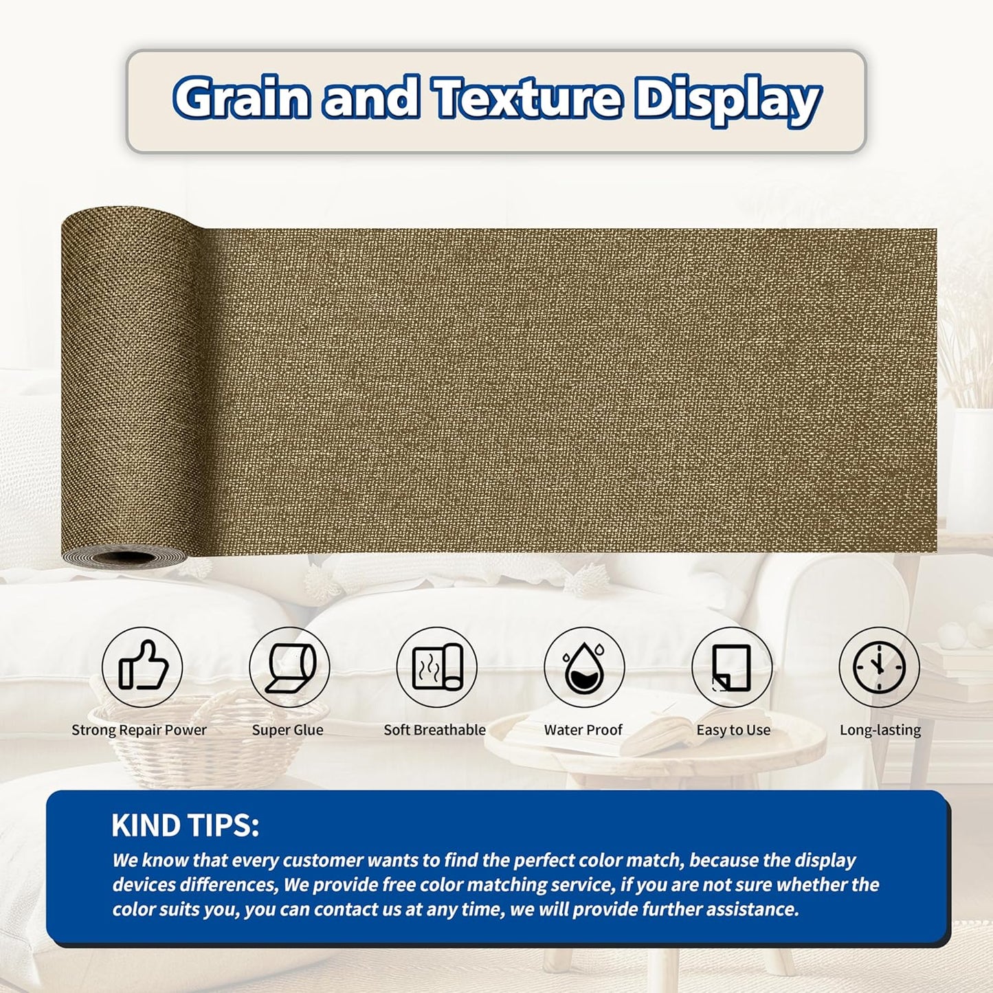 KING MOUNTAIN Linen Repair Patches, Self-Adhesive Fabric Patches, 4 X 63 inch Extra Size, Multi Color, Can be Used for Sofa Repair and Linen Clothes Repair (Brown)