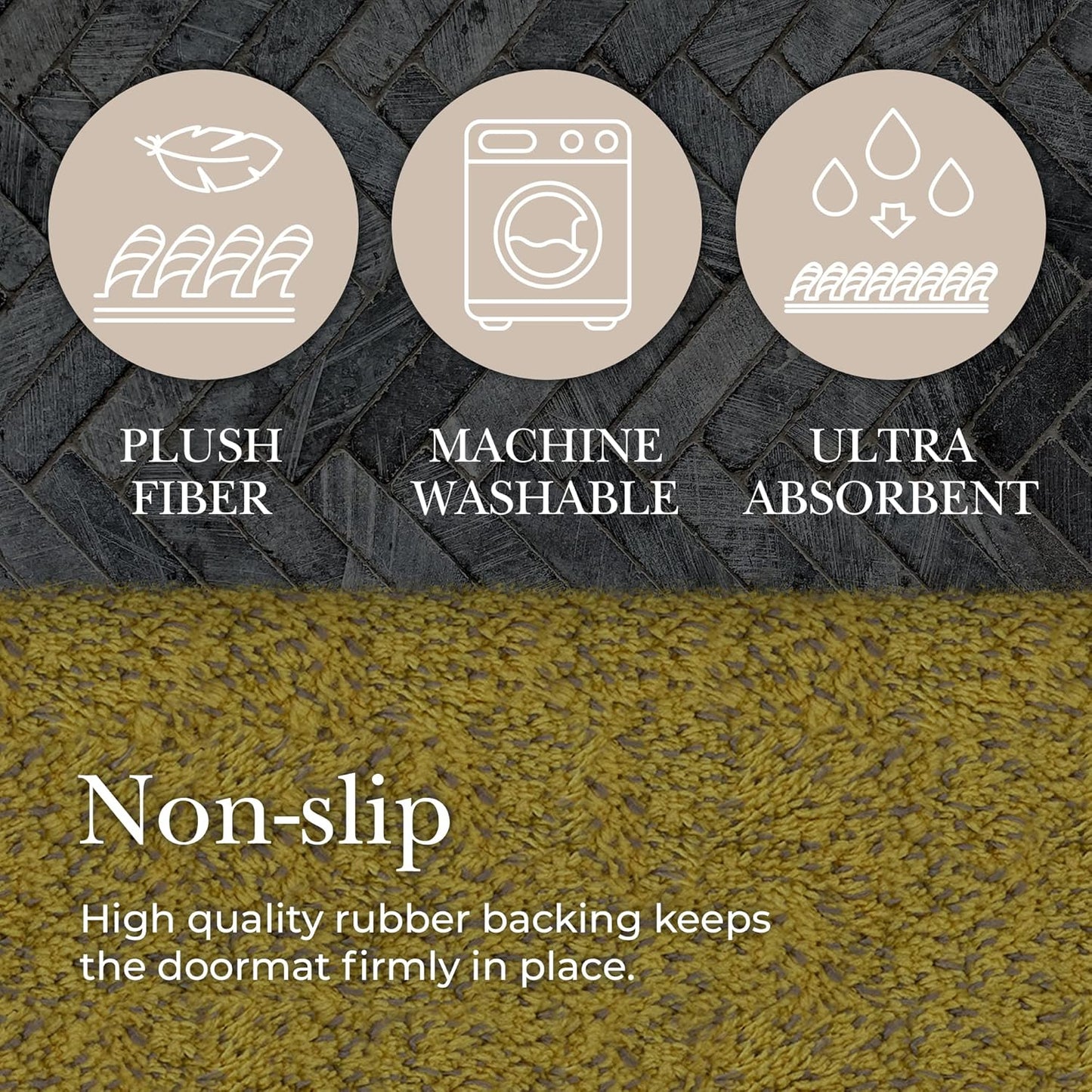 Premium Microfiber Indoor Door Mat – 36"x72" Washable Entry Mat, Non-Slip, Waterproof Backing, Super Absorbent, Low Profile Entryway Doormat for Indoor Entrance