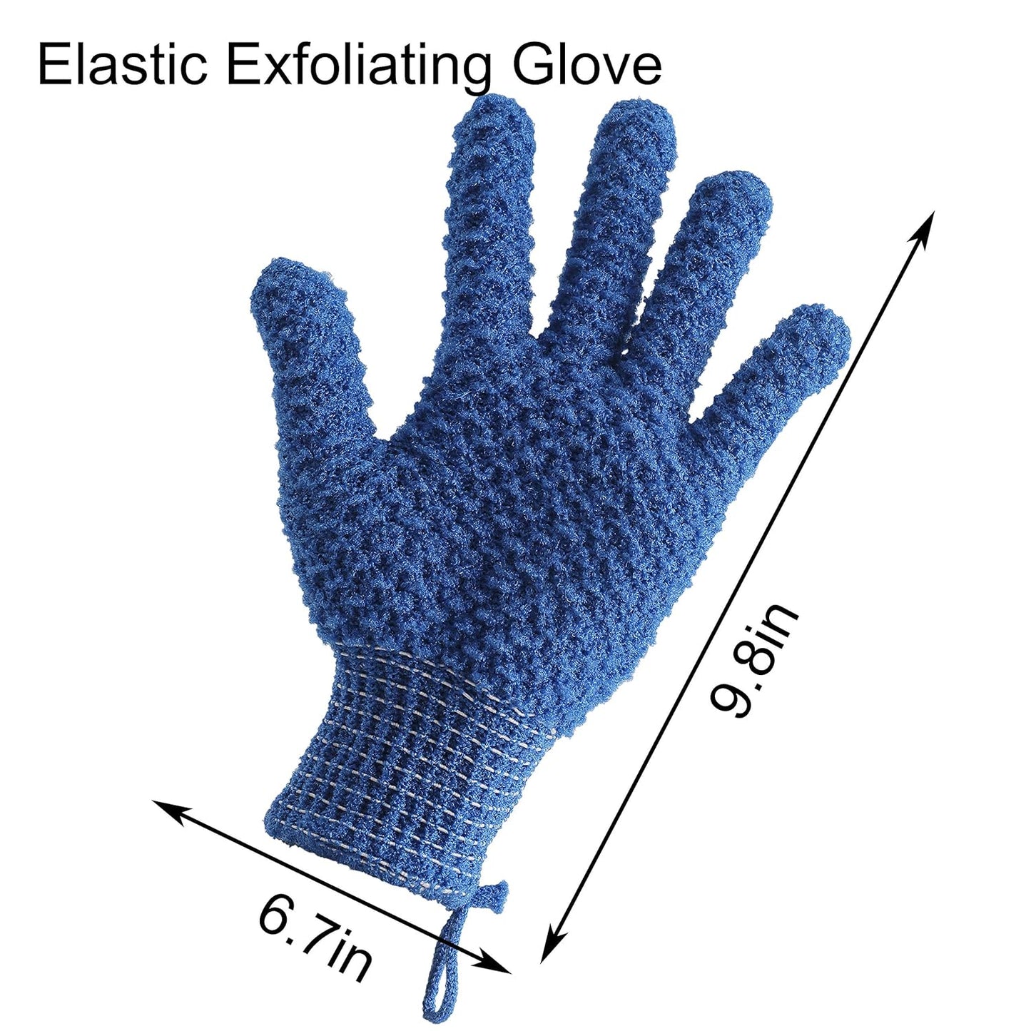 Bath Exfoliating Gloves Scrub - 4 pcs (2 Pair) Lengthened and Large Exfoliating Scrubbing Gloves for Shower, Spa, Massage - Scrub Exfoliating Mitts for Body, Face, Hand and Foot（Blue and Pink）