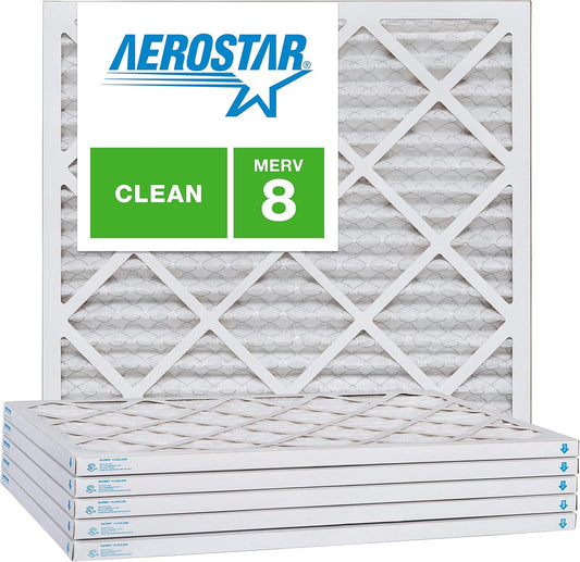 Aerostar 22x22x1 MERV 8, Pleated Air Filter, 22x22x1, Box of 6, Made in the USA
