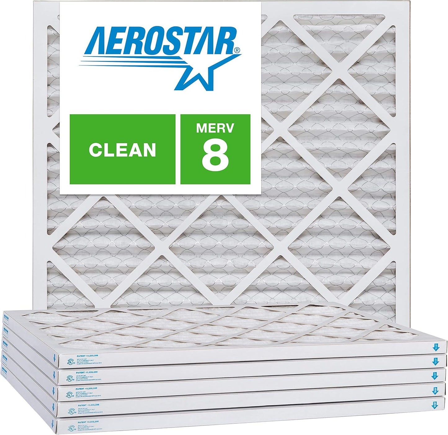 Aerostar 21 1/4x21 1/4x1 MERV 8, Pleated Air Filter, 21 1/4 x 21 1/4 x 1, Box of 6, Made in the USA