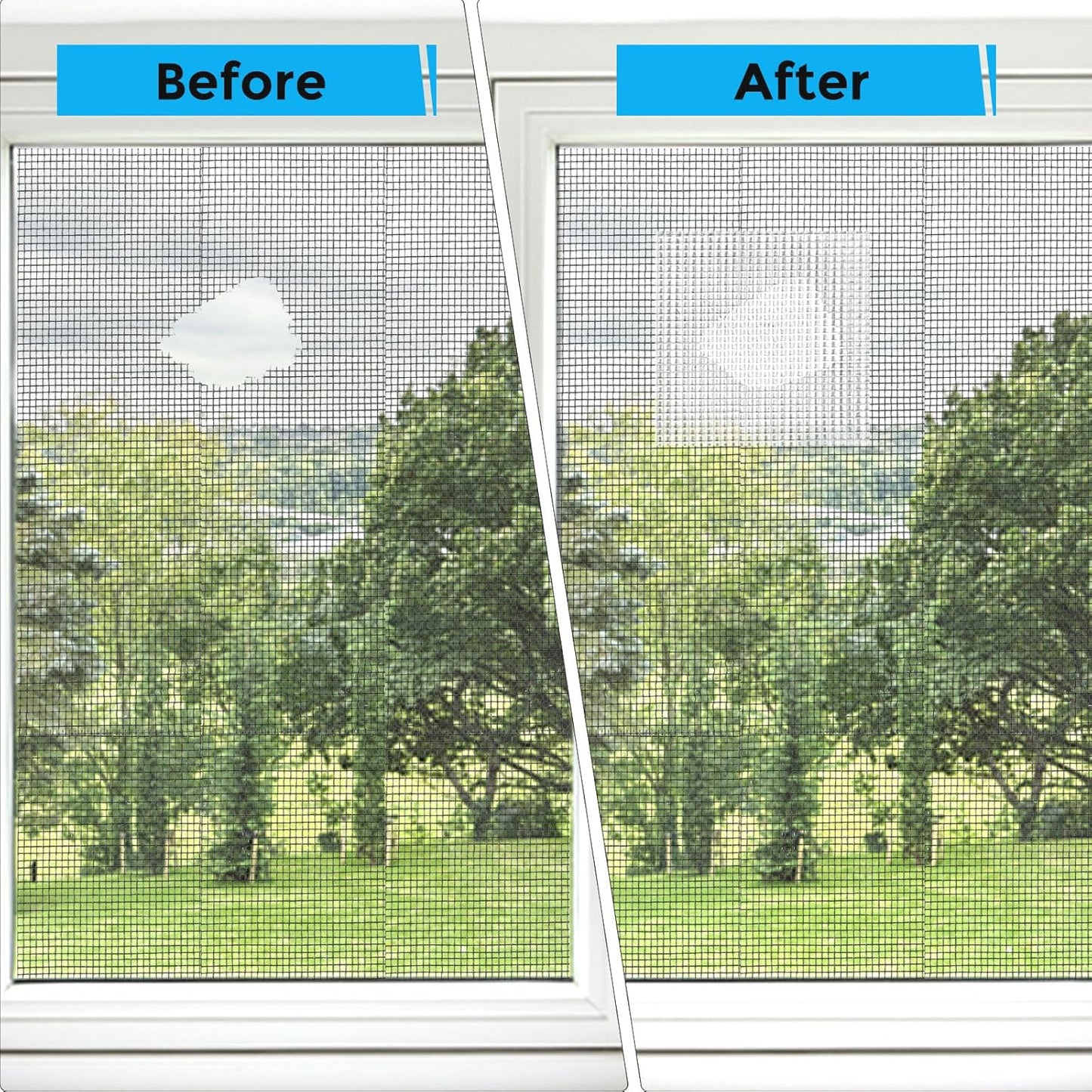 White Window Screen Repair Tape, 2 in X 30 FT (360IN) Kit for Windows or Doors, Strong Adhesive Patch Fiberglass Mesh Repair