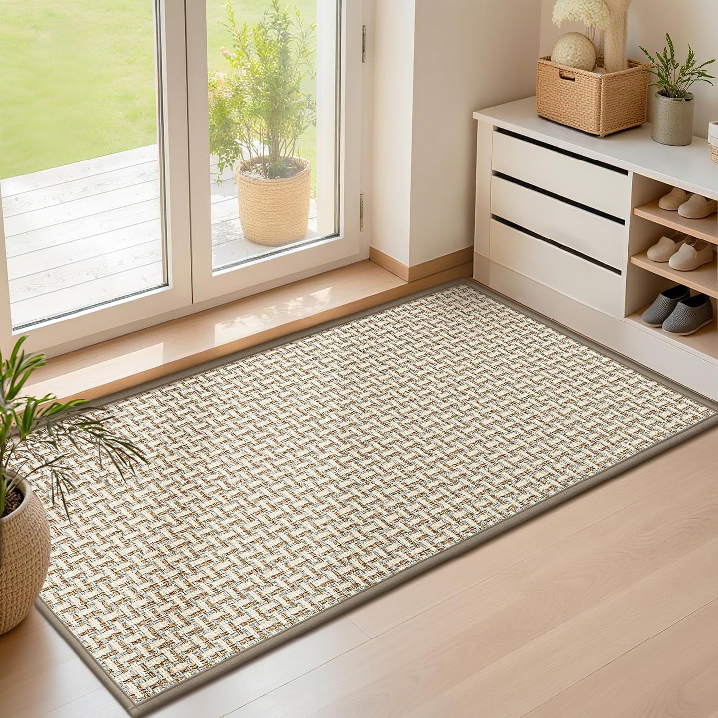 LEKEEPGO Door Mat Indoor Entrance 24"x47", Absorbent Indoor Door Mat Large, Non Slip Rubber Backing Inside Door Mats, Washable Floor Mat, Low-Profile Doormat for Front Door, Entryway, Entrance, Grey