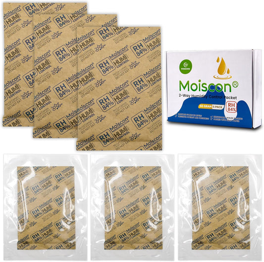84% Two-Way Humidity Control Packs for Storing 1 lb – Size 60 – 50 Pack – Seasoning Packets Moisture Control Packets Individually Wrapped, Humidifier Packs for Season Wood Humidifier Boxes