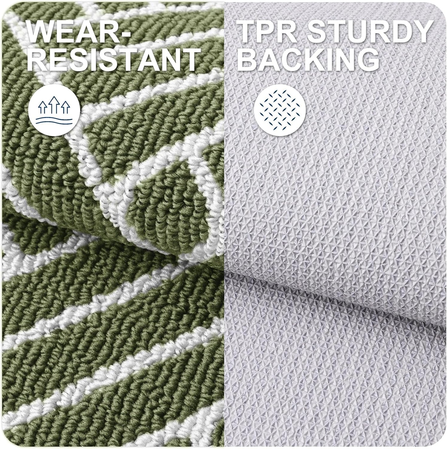 OLANLY Indoor Door Mat, 36x24 Inch, Dirt Resistant and Absorbent, Non-Slip Rubber Backing Floor Mats, Easy Clean Low-Profile Doormat for Entryway, Front Door, and Inside Entrance, Green