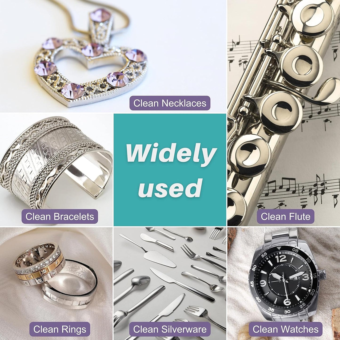 CATIFLIN 3PCS Sea Blue Silver Polishing Cloths, 10"x12" Jewelry Cleaning Cloths for Gold, Silver, Platinum, Watch, Coin, Tarnish Remover, Reusable & Streak for Jewelry Lovers