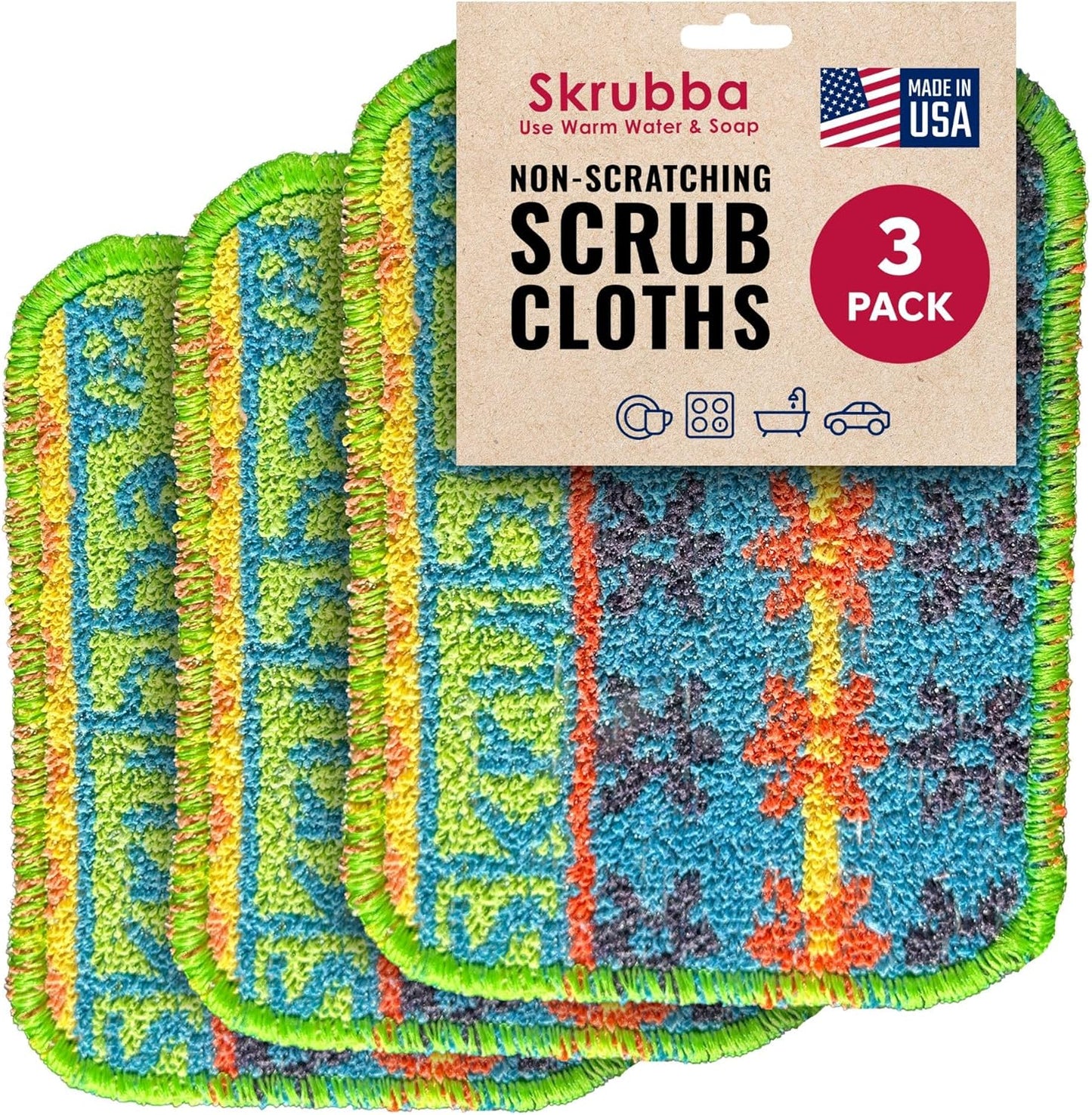 Wet-it! Skrubba 3-Pack Reusable Dish Scrubbers – Non-Scratch Scouring Pads for Kitchen & Household – Eco-Friendly, Dishwasher Safe Scrub Sponges for Dishes, Pots & Pans (Vogue)