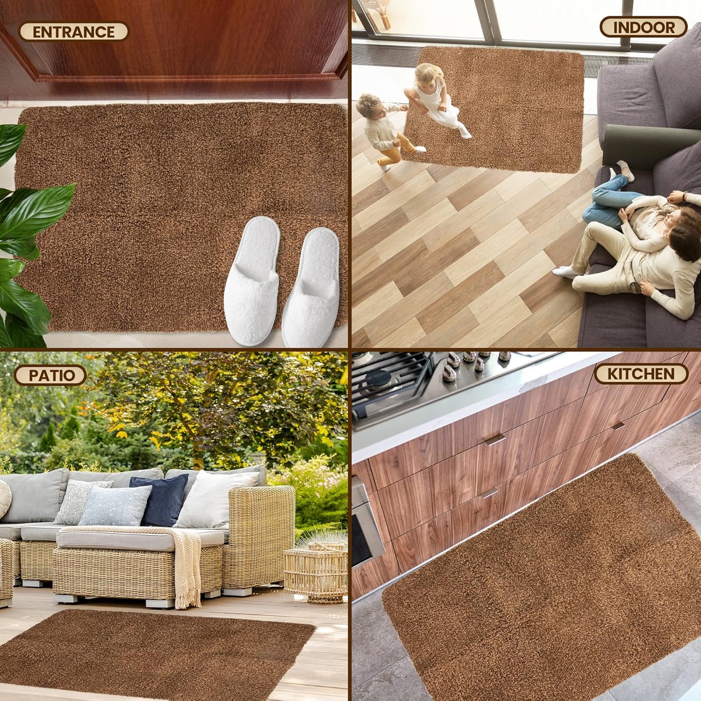 Premium Microfiber Indoor Door Mat – 24"x36" Washable Entry Mat, Non-Slip, Waterproof Backing, Super Absorbent, Low Profile Entryway Doormat for Indoor Entrance