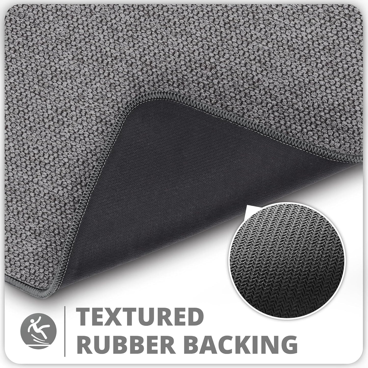 Bath Mat,Ultra Thin Bathroom Rugs,Rubber Bath Mats for Bathroom,No Slip Bath Rug,Quick Dry,Machine Washable,Low Pile,Absorbent,Shower Outside,Sink,Home Decor Accessories.Dark Grey,1'8"x2'8"(20x32inch)