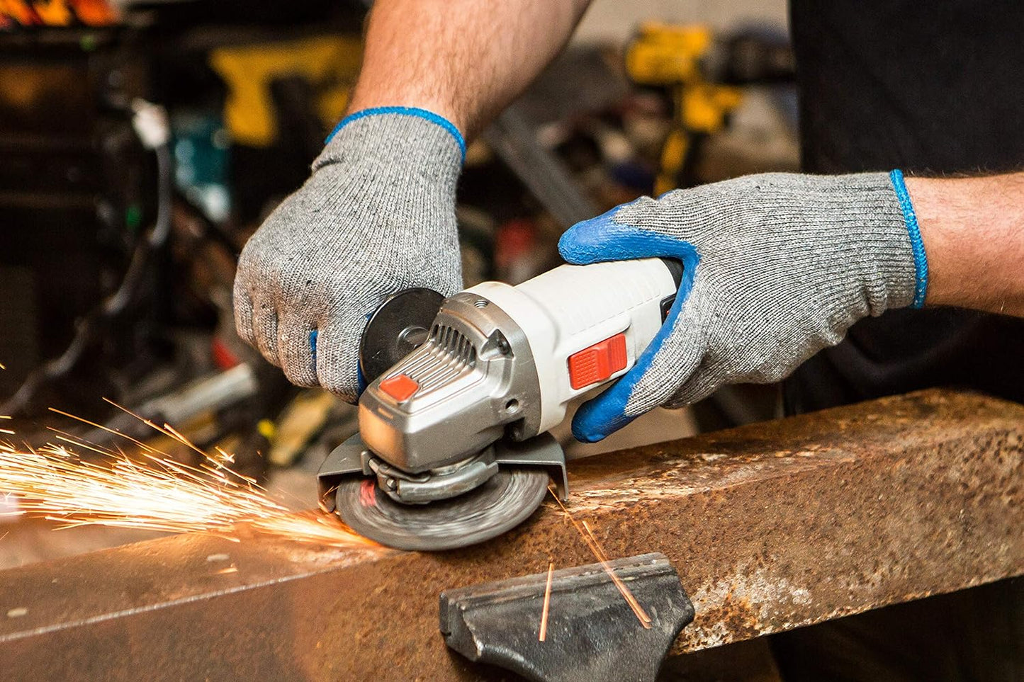 G & F Products 12 Pairs X-Large Rubber Latex Double Coated Work Gloves for Construction, gardening gloves, heavy duty Cotton Blend,3100XL,Blue