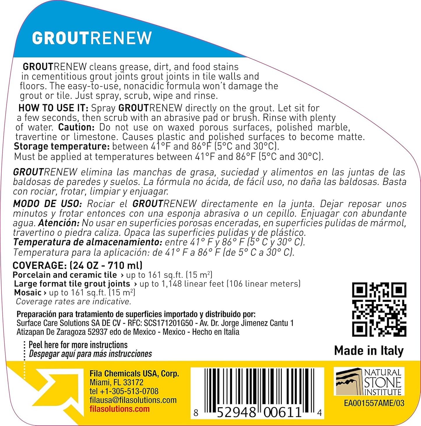 FILA Filagrout Net 24 OZ, Grout Cleaner for Tile Floors, Ceramic Tile and Porcelain Tile, Non-acid and Biodegradable