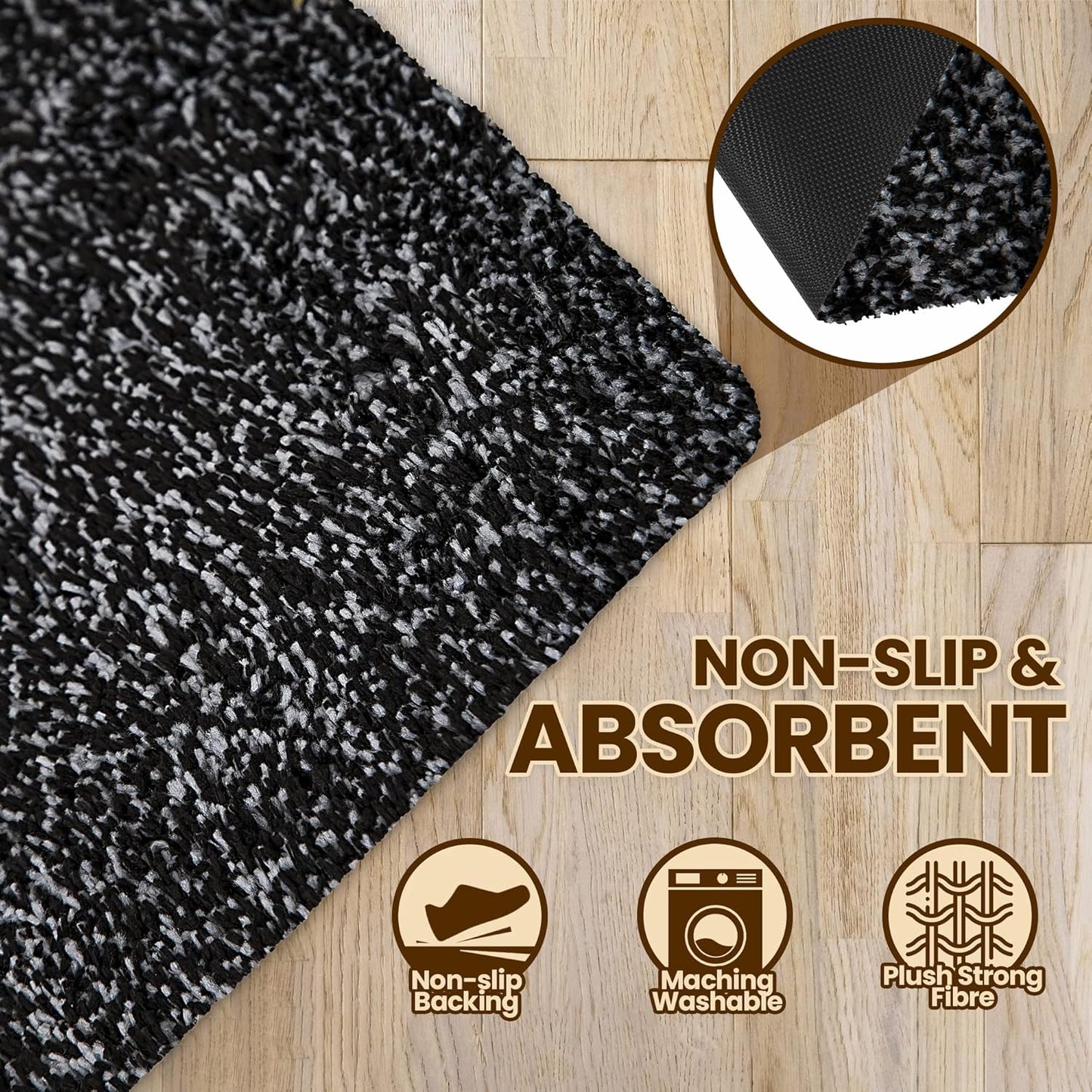 Premium Microfiber Indoor Door Mat – 36"x72" Washable Entry Mat, Non-Slip, Waterproof Backing, Super Absorbent, Low Profile Entryway Doormat for Indoor Entrance