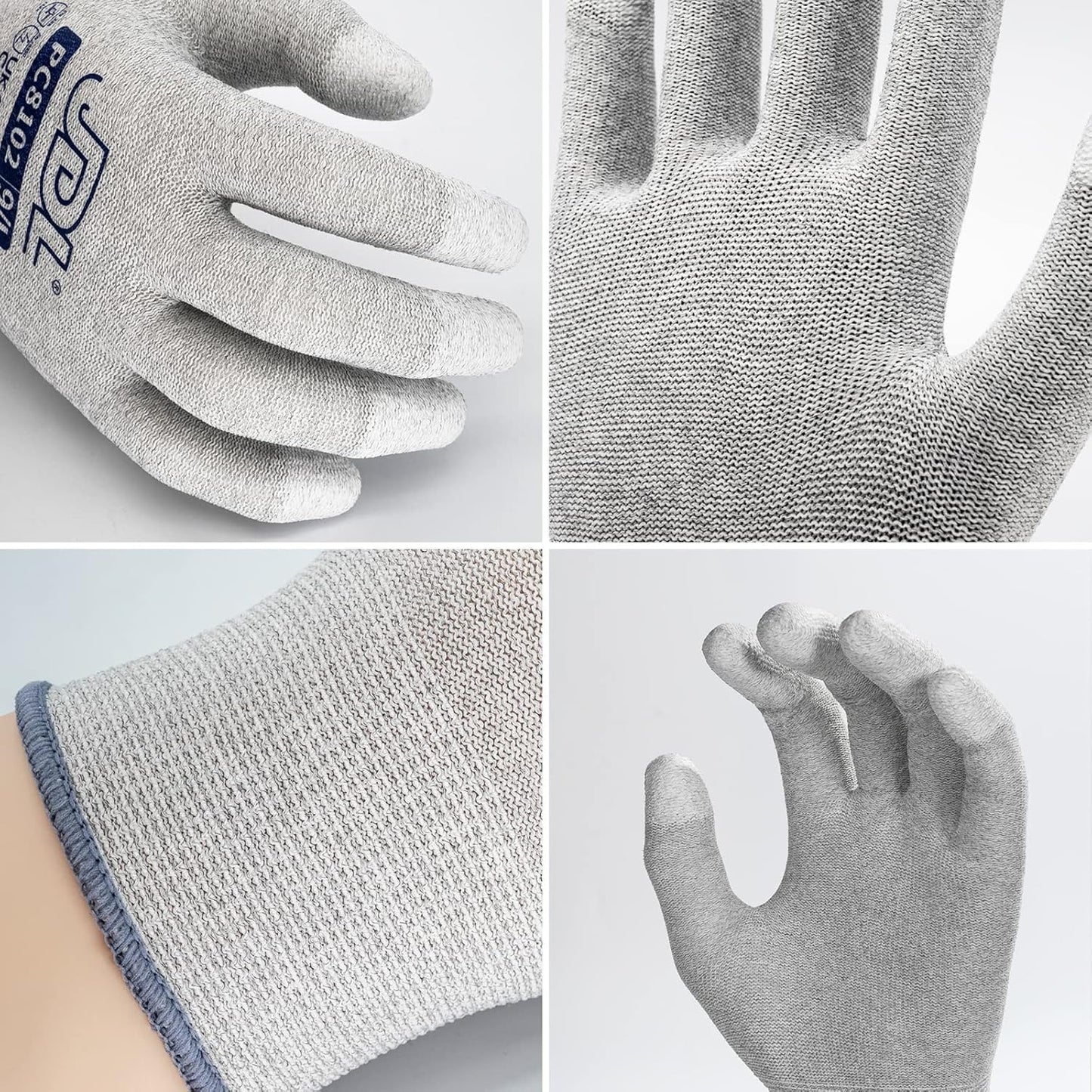 JDL ESD Work Gloves, Anti-Static Gloves for PC Building, 6 pairs, Computer Installation & Repair, High Resistance Carbon Fiber Gloves, Medium