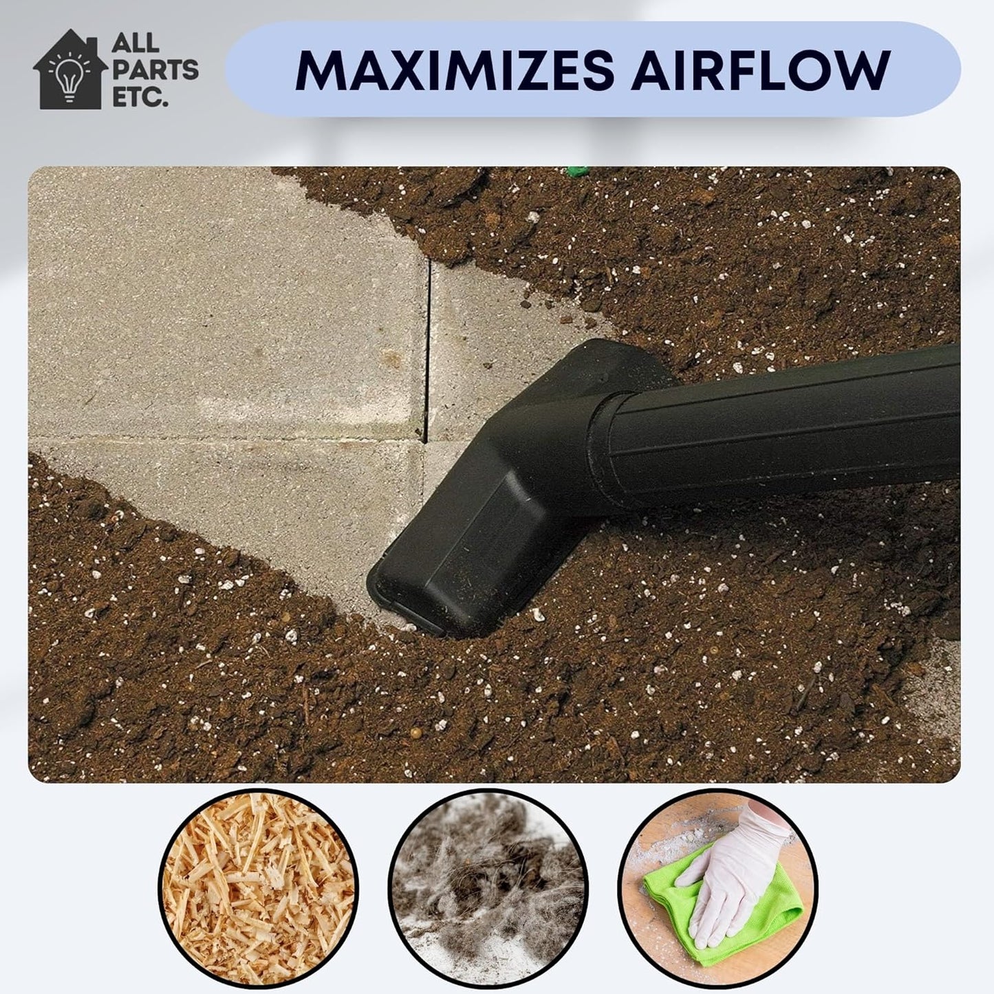 2.5" Utility Nozzle Attachment for Shop Vac – Wet Dry Vacuum Tool for Saw Dust, Woodworking, Carpentry, Garage & Construction Cleanup – Fits 2-1/2 Inch Hose Connections