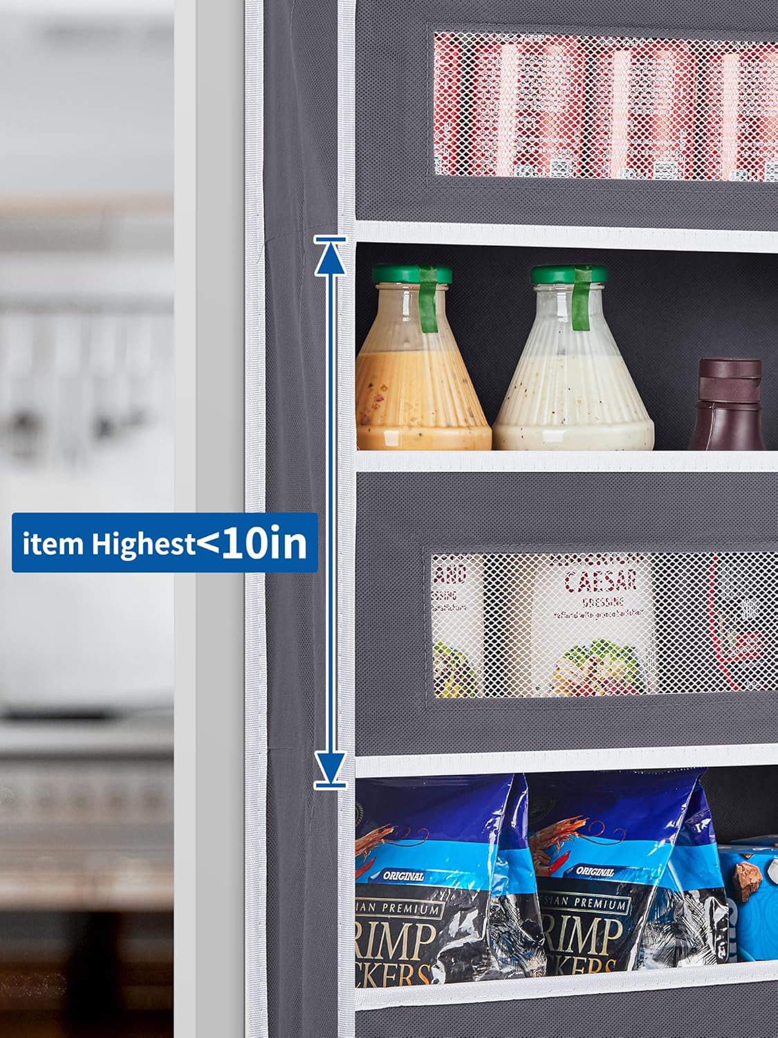 JARLINK Over The Door Organizer, 5 Shelf Door Hanging Organizer with 5 Large Pockets, 44 lbs Weight Capacity Hanging Storage for Bathroom, Bedroom, Nursery, RV, Pantry (Dark Grey)