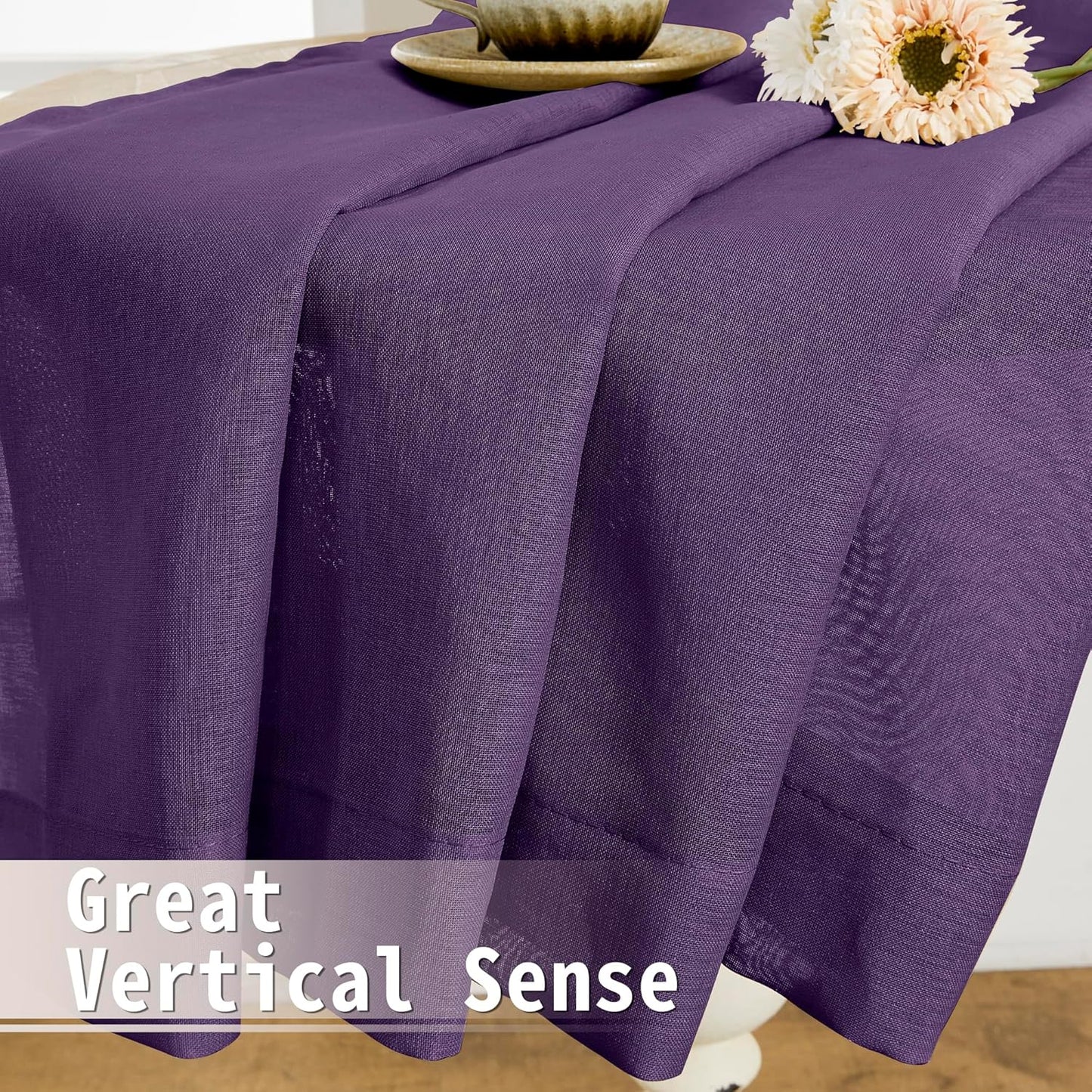 Tollpiz Sheer Door Curtain Closet Linen Textured Curtain Sheers Doorway Light Filtering Voile French Door Rod Pocket Curtains Patio Glass Door, 25 x 80 inches Long, Royal Purple, Set of 1 Panel