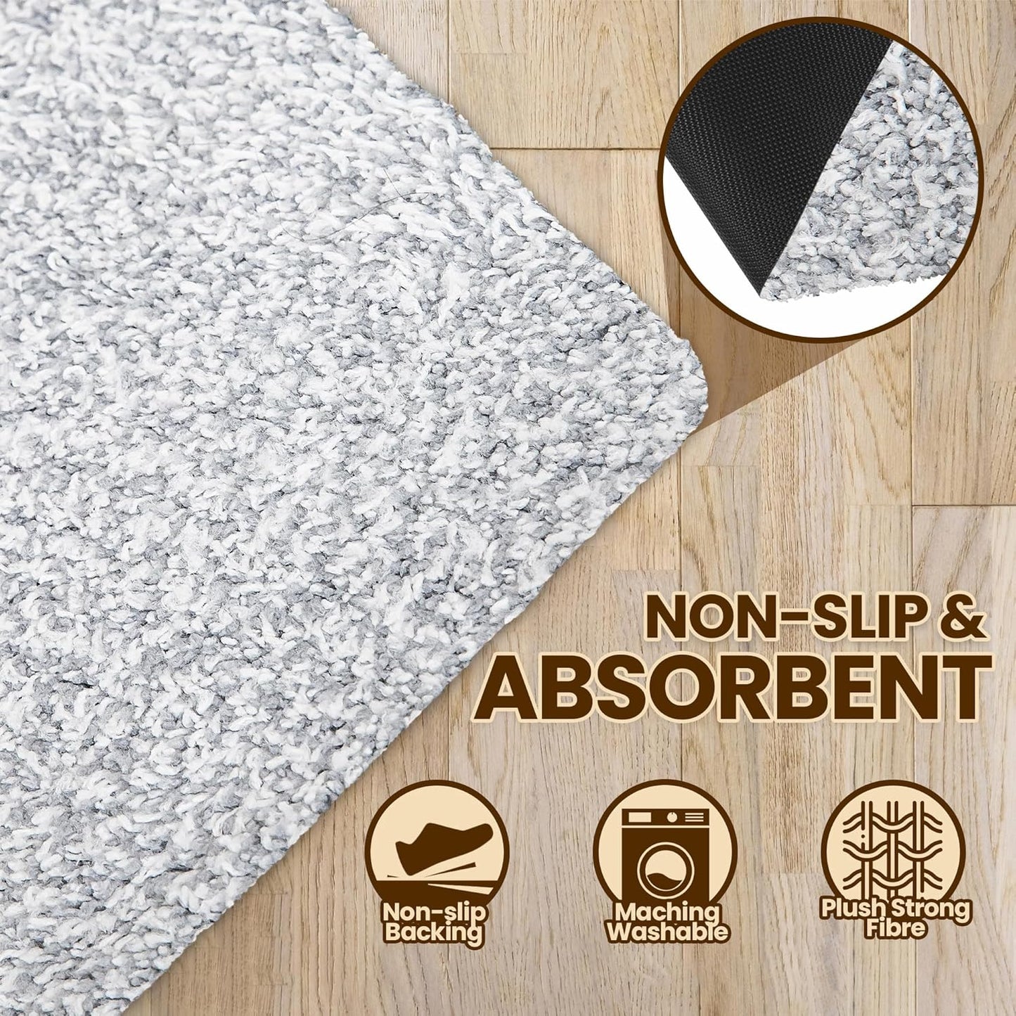 Premium Microfiber Indoor Door Mat – 36"x60" Washable Entry Mat, Non-Slip, Waterproof Backing, Super Absorbent, Low Profile Entryway Doormat for Indoor Entrance