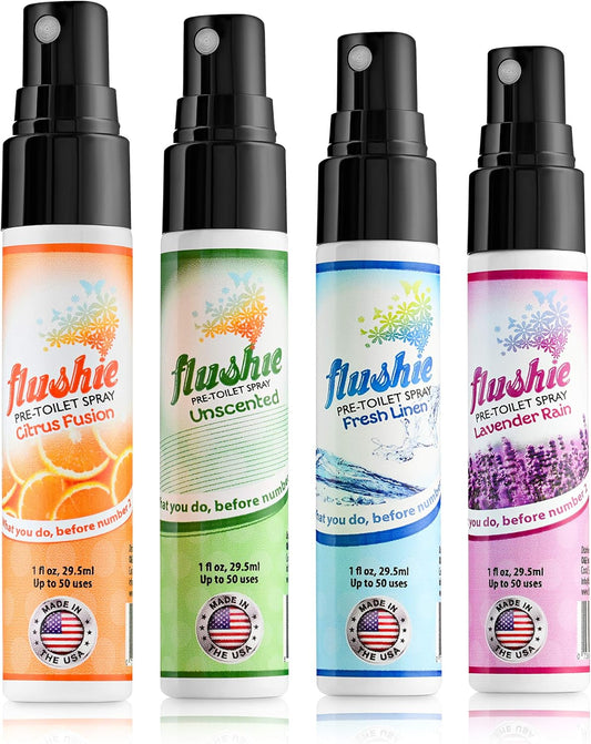 Flushie Pre-Toilet Sprays for Poop Travel Size Toiletries Bathroom Spray for Poop Spray for Toilet Deodorizer Traveling Essentials Poop deodorizer Poop Odor eliminator