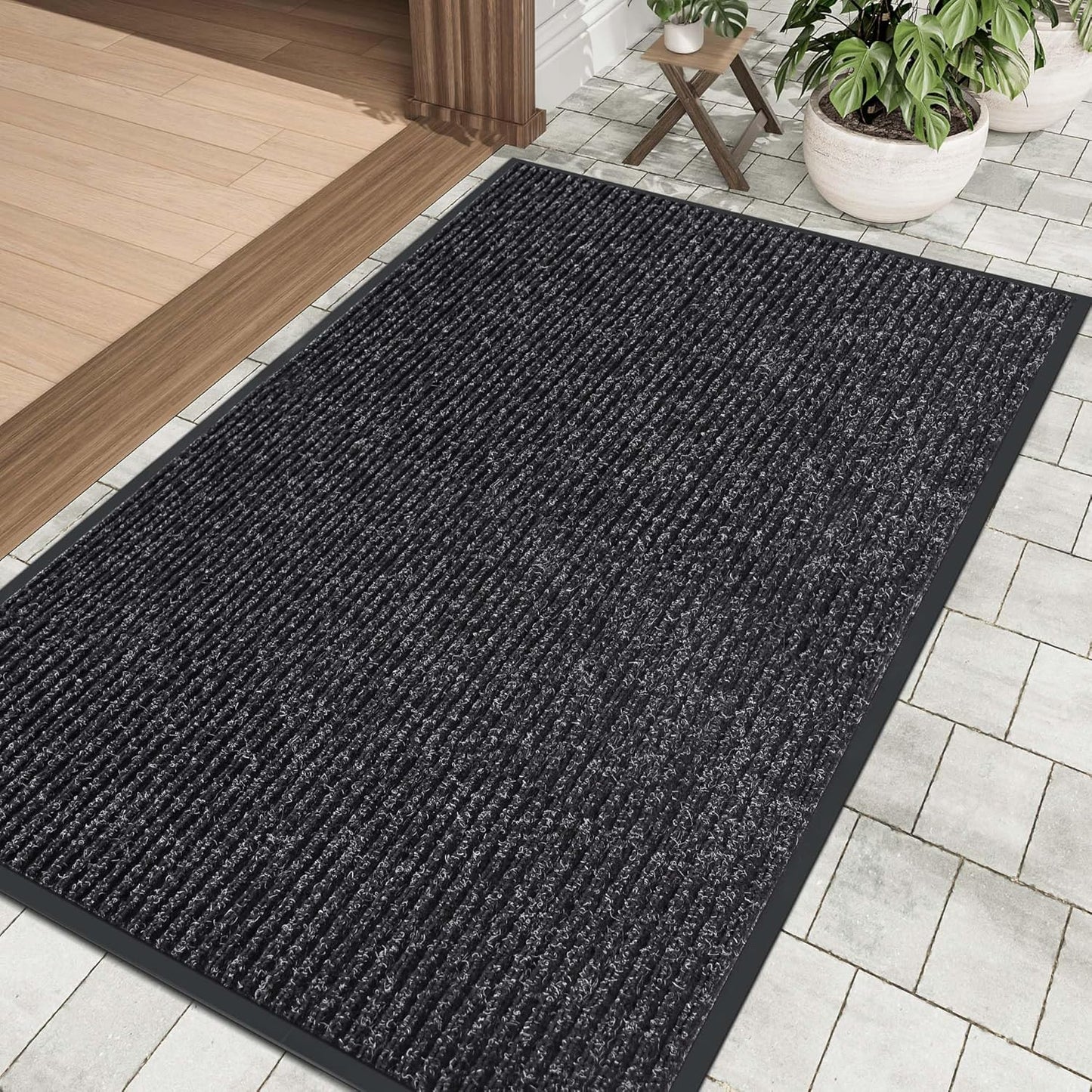 Front Door Mat Indoor Outdoor Entrance, 48" x 72" Dirt Resistant and Absorbent Door Mat, TPR Backing Non-Slip Doormats, Easy to Clean, Low Profile Welcome Floor Mat for Outside Entry