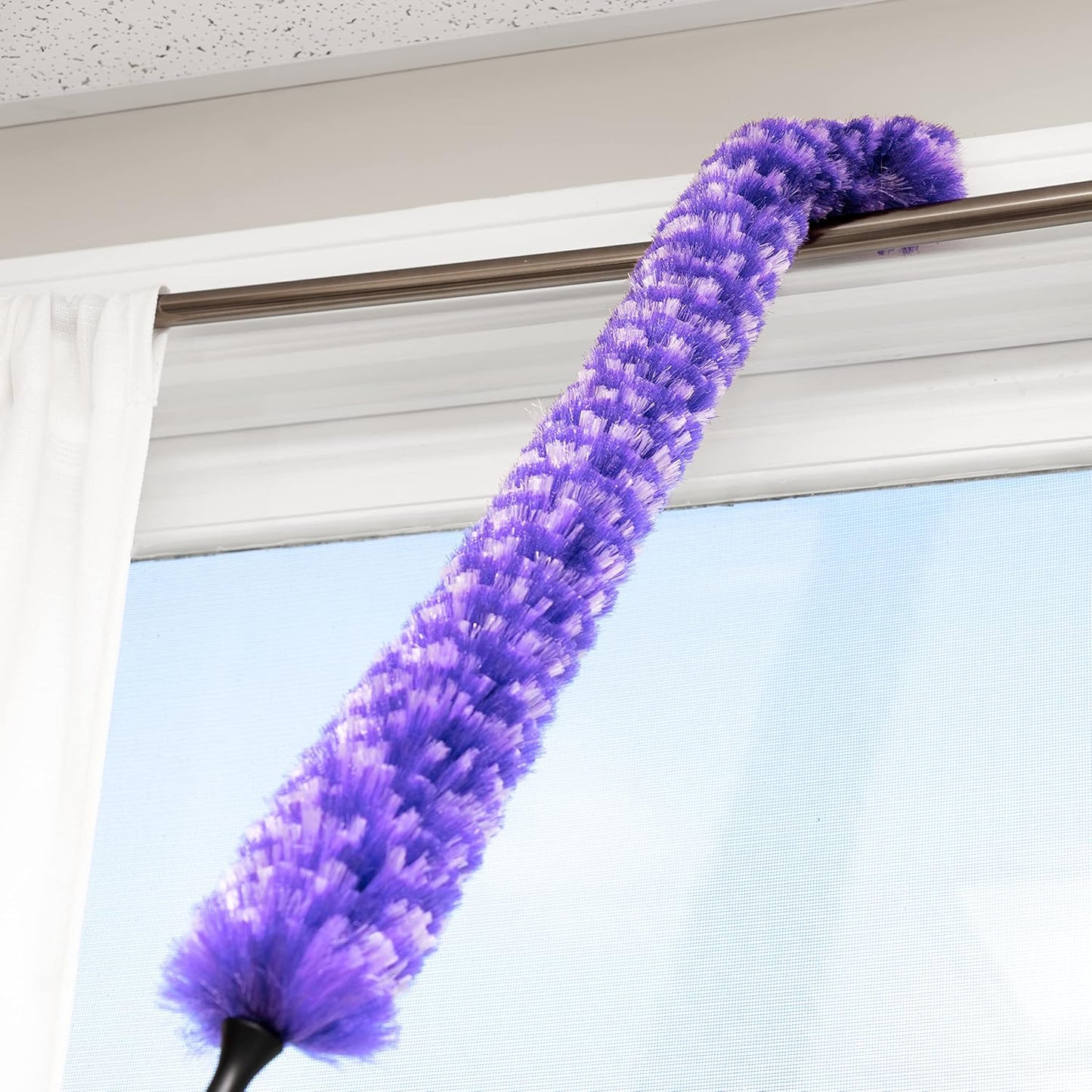 Fuller Brush Furry Wand Duster - 30" Netted Fiber Cleaner - Bendable Hand Sweeper Cleans Dust Dirt Lint & Cobwebs on Window Blinds Shelves Counters & More