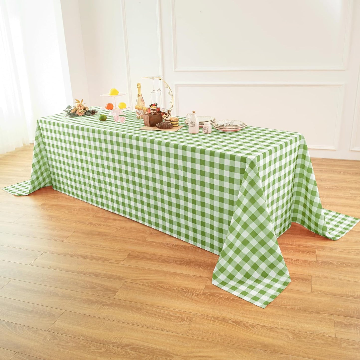 Classic Gingham Buffalo Tablecloth Fabric - Oblong 90x132 Inch Water Proof Checkered Table Cloth for Indoor Outdoor - Table Cover for Birthday, Picnics, BBQs, and Parties