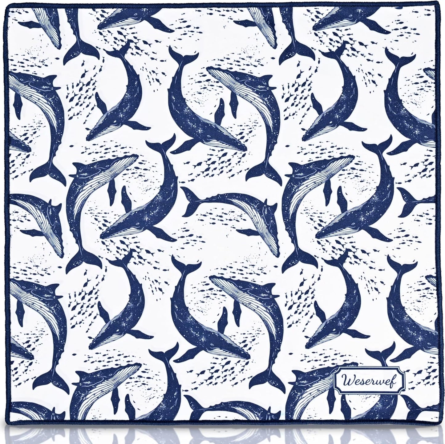 WESERWEF Design Microfiber Glasses Cleaning Cloth – Premium Cleaning Cloth for Eyeglasses, Screens, Tablets, Cameras & Lenses, 12" x 12", Ultra-Soft & Scratch-Free (Whales)