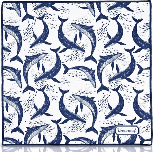 WESERWEF Design Microfiber Glasses Cleaning Cloth – Premium Cleaning Cloth for Eyeglasses, Screens, Tablets, Cameras & Lenses, 12" x 12", Ultra-Soft & Scratch-Free (Whales)