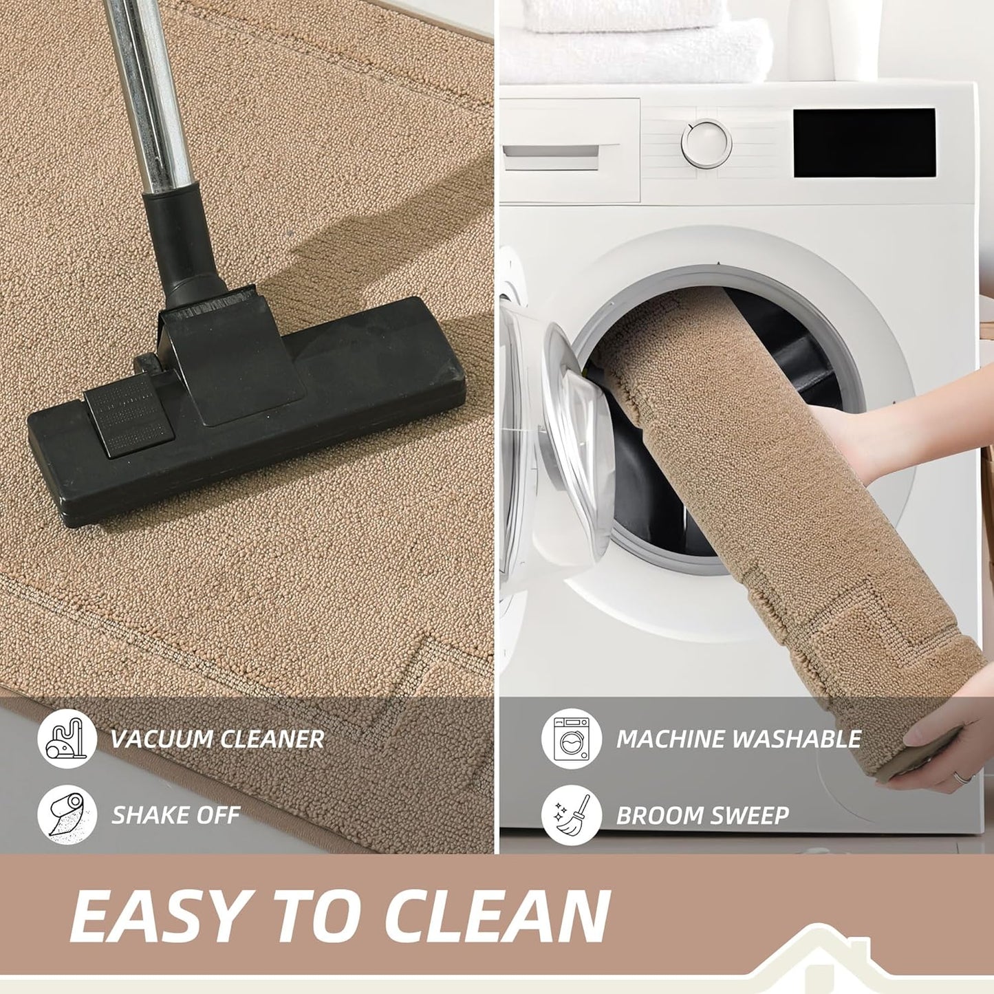 BEQHAUSE Door Mat 32" x 48", Non-Slip Door Mats Indoor Entryway Rugs Washable Low-Profile Absorbent and Stain Resist Floor Mats, Dog Door Mat for Front Back Door, Muddy Wet Shoes & Paws, Beige