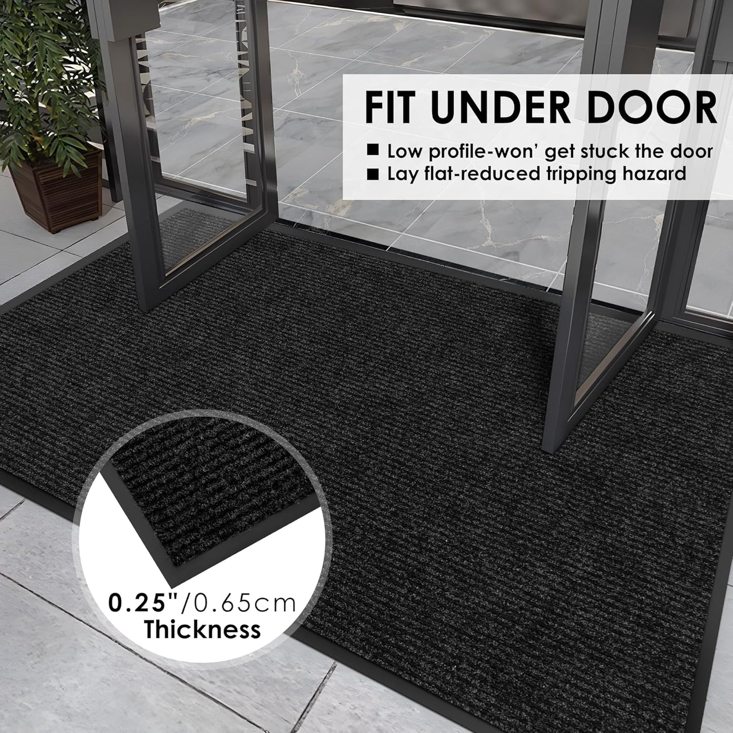 4′ x 64′ Front Door Mat Indoor Outdoor Entrance, Commercial Floor Mat Heavy Duty Dirt Trapper Entryway Doormat, Custom Size Non Slip Rubber Backing Welcome mat, Door Mat for High Traffic Area