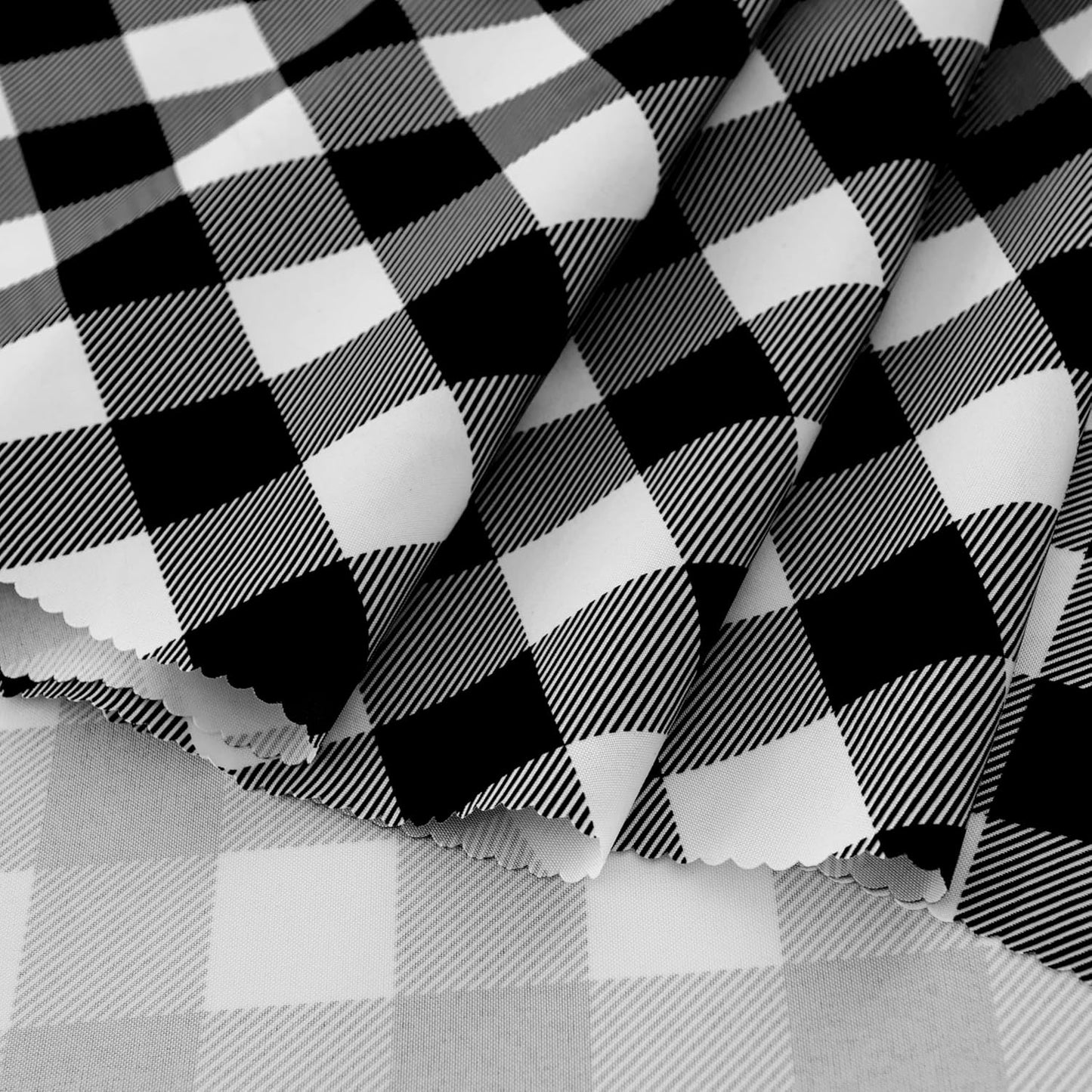 Waterproof Plaid Tablecloth Fabric - Round 70 Inch Classic Gingham Checker Table Cloth for Indoor/Outdoor Use - Buffalo Table Cover for Picnics, BBQs, and Parties
