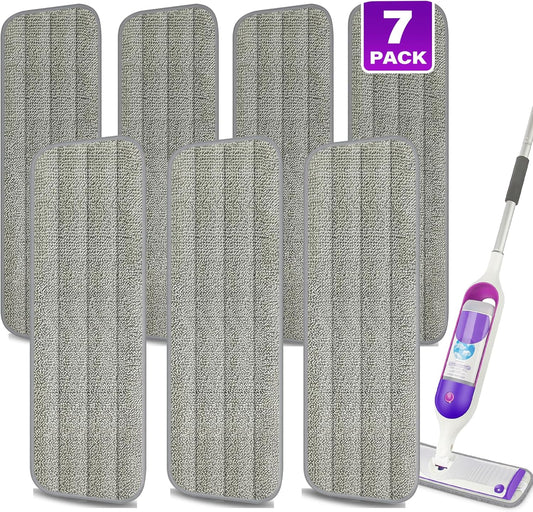 7 Count Reusable Mop Pads for Swiffer PowerMop -MEXERRIS Microfiber Wet Mops Refills PowerMop Pads Machine Washable Hard Wood Floor Mop Pads Replacement for 13''-15'' Spray Floor Mops