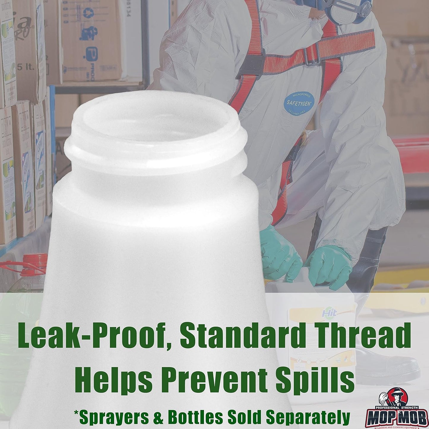 Commercial-Grade Chemical Resistant 32 oz Bottles ONLY 4 Pack Embossed Scale For Measuring. Pair With Industrial Spray Heads For Auto/Car Detailing, Janitorial Cleaning Supply or Lawn Care.