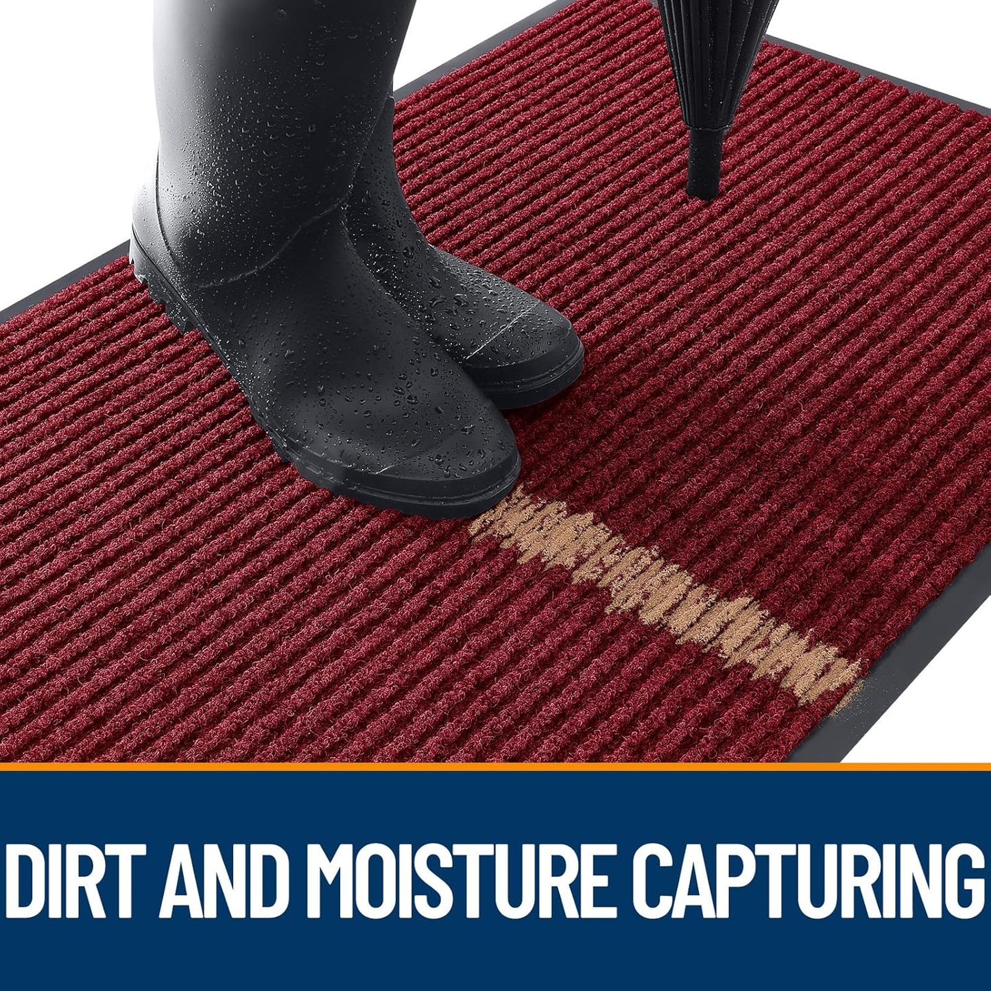 OLANLY Front Door Mat Indoor Outdoor Entrance, Waterproof Heavy Duty Doormat, Fade Resistant, Low Profile, Easy Clean Patio Porch Welcome Floor Mats for Entry, 71x47, Wine Red