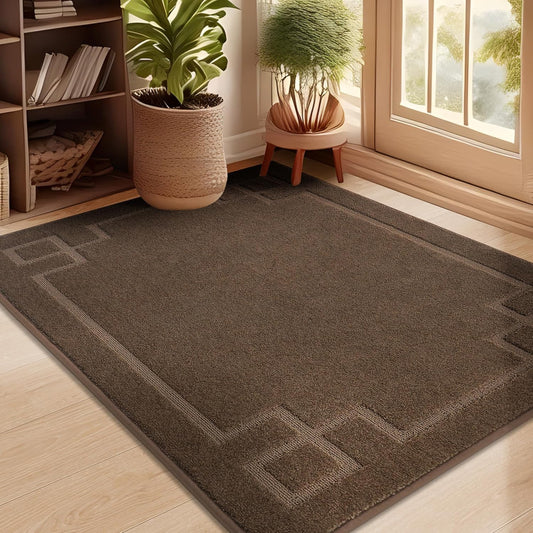 BEQHAUSE Door Mat 32" x 48", Non-Slip Door Mats Indoor Entryway Rugs Washable Low-Profile Absorbent and Stain Resist Floor Mats, Dog Door Mat for Front Back Door, Muddy Wet Shoes & Paws, Brown