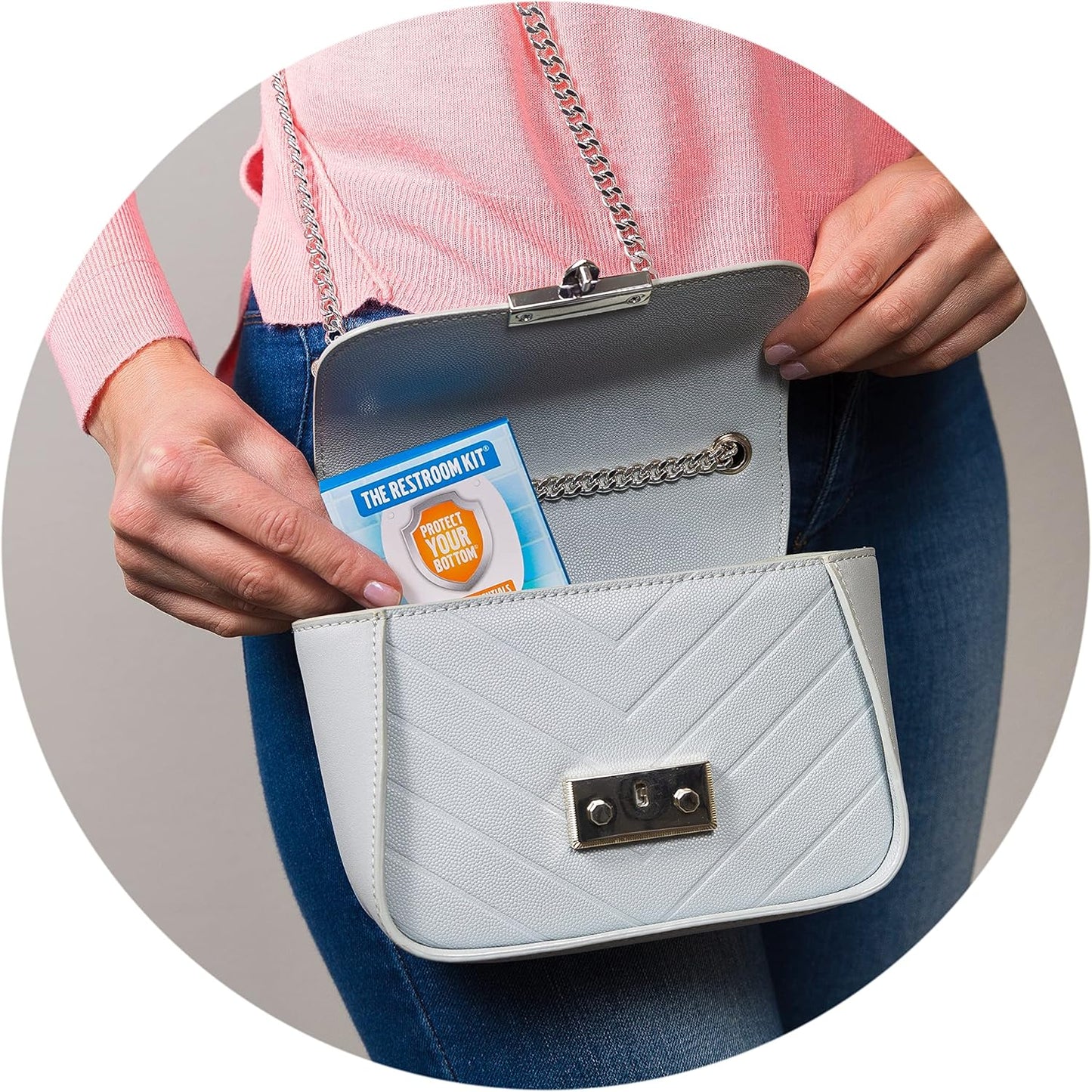 The Restroom Kit Great for Travel (30-Pack) Portable Disposable Oversized Toilet Seat Cover, 3ft 3Ply Toilet Paper, Hand & Flushable Tush Wipe