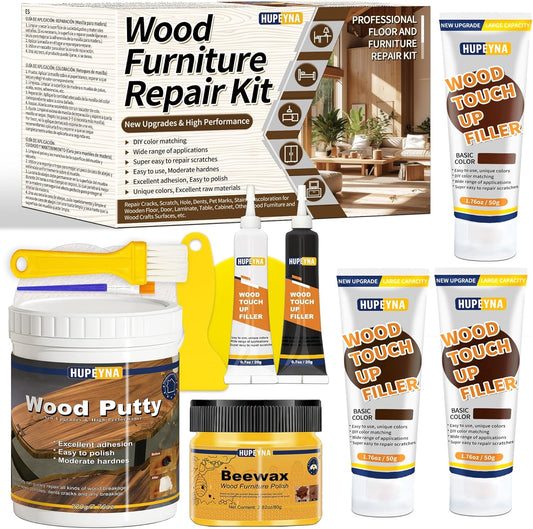 Wood Repair Kit, Wood Furniture Repair Kit, Wood Filler, Wood Putty and Beeswax- Repair Stains, Scratch, Cracks, Hole, Discoloration for Wooden Door, Table, Cabinet, Bed, Floor (Walnut Series)