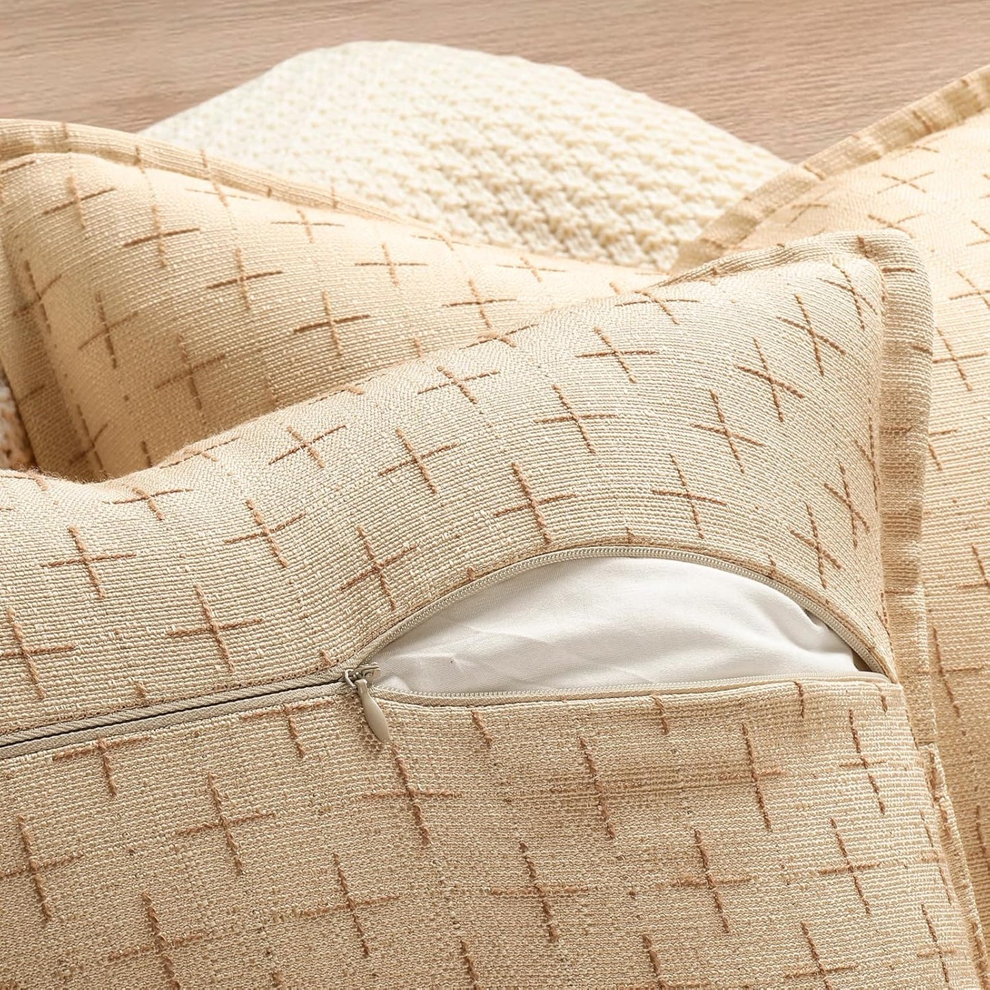 ZWJD Pillow Covers 18x18 Set of 2 Soft Polyester Textured Pillow Covers with Stylish Flange Edge Cozy Farmhouse Throw Pillows for Couch Bed Sofa Living Room