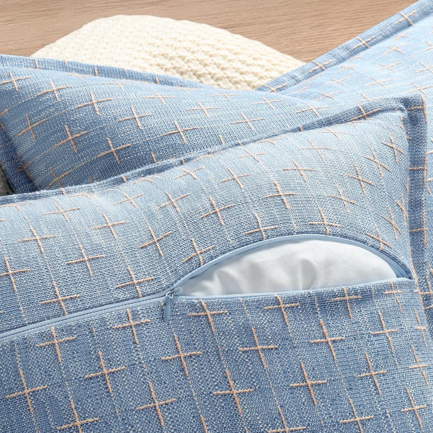 ZWJD Pillow Covers 20x20 Set of 2 Soft Polyester Textured Pillow Covers with Stylish Flange Edge Cozy Farmhouse Throw Pillows for Couch Bed Sofa Living Room