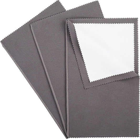 CATIFLIN 3PCS Dark Gray Silver Polishing Cloths, 10"x12" Jewelry Cleaning Cloths for Gold, Silver, Platinum, Watch, Coin, Tarnish Remover, Reusable & Streak for Jewelry Lovers