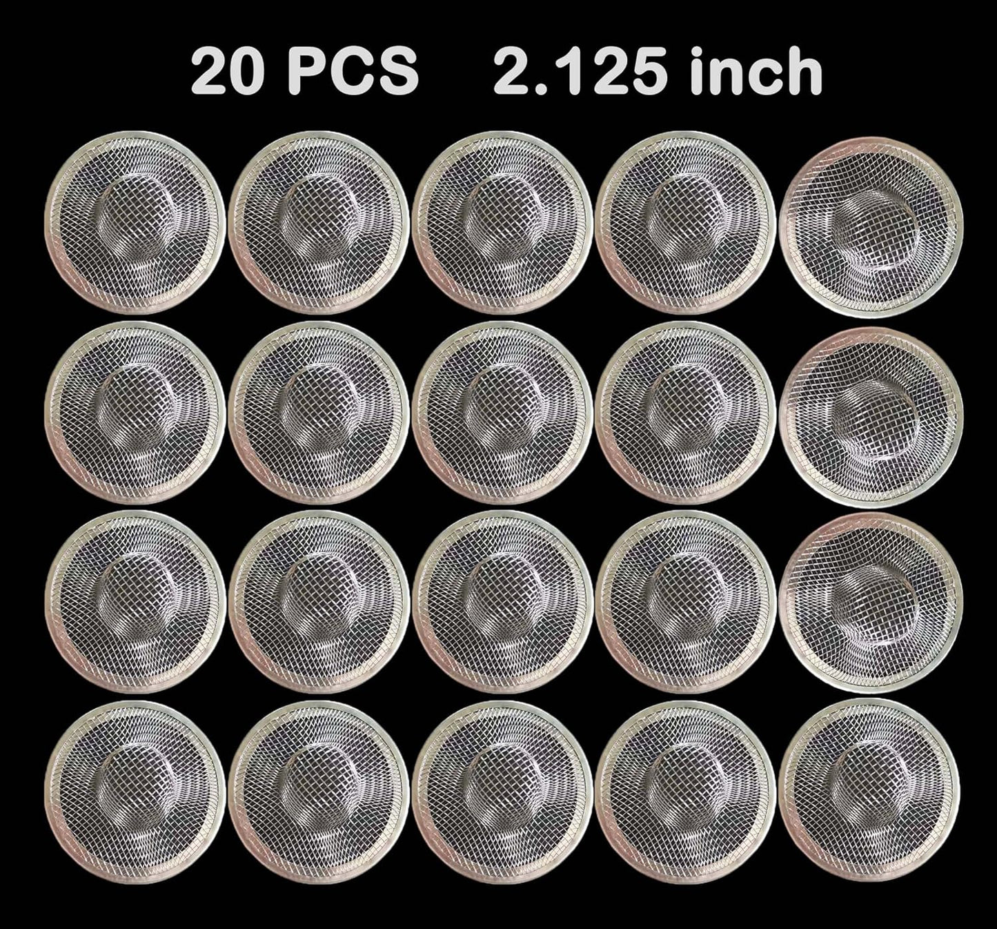 20Pcs Small Drain Mesh Basket, 2.125'' Bathroom Sink Drain Strainer Screen Mesh Sink Strainer Hair Catcher Drain Filter Cover for Bathtub Lavatory RV Laundry Shower Floor Utility Sink Drain