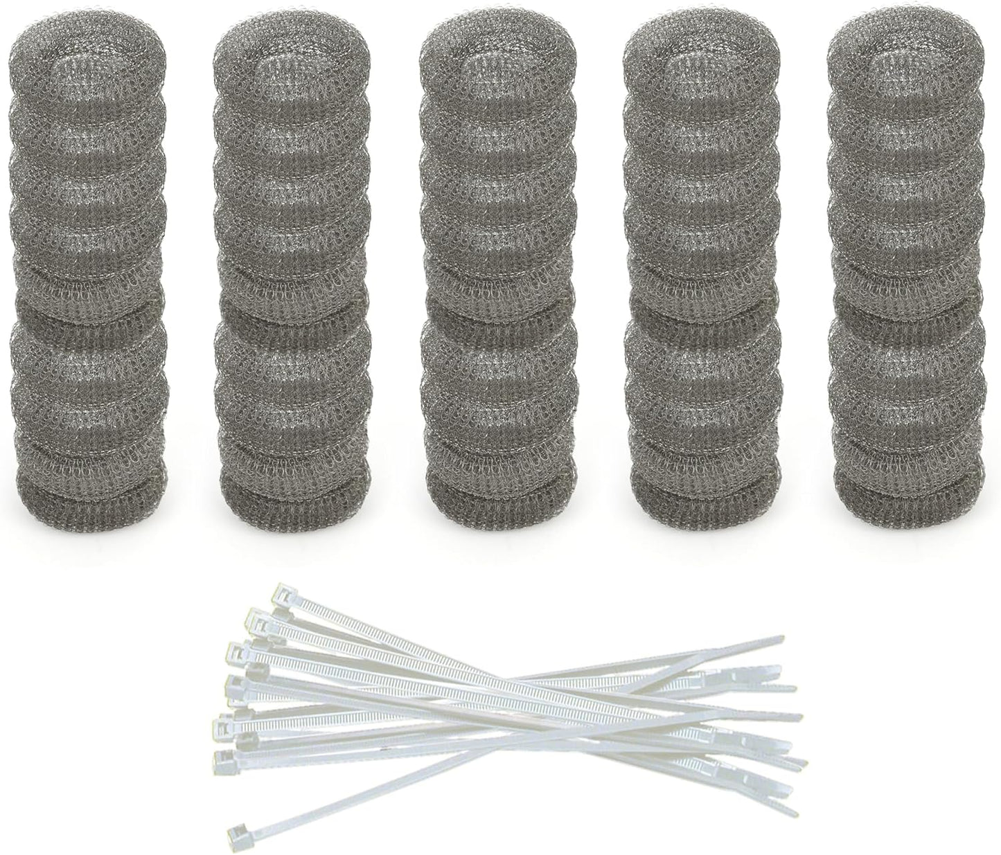 Washing Machine Lint Trap – Stainless Steel Hose Filter, Mesh Drain Catcher, Washer Sock Lint Remover, Rust-Free Snare Laundry Filter with Nylon Cable Ties, 29cmx6.5cm – 50-Pack